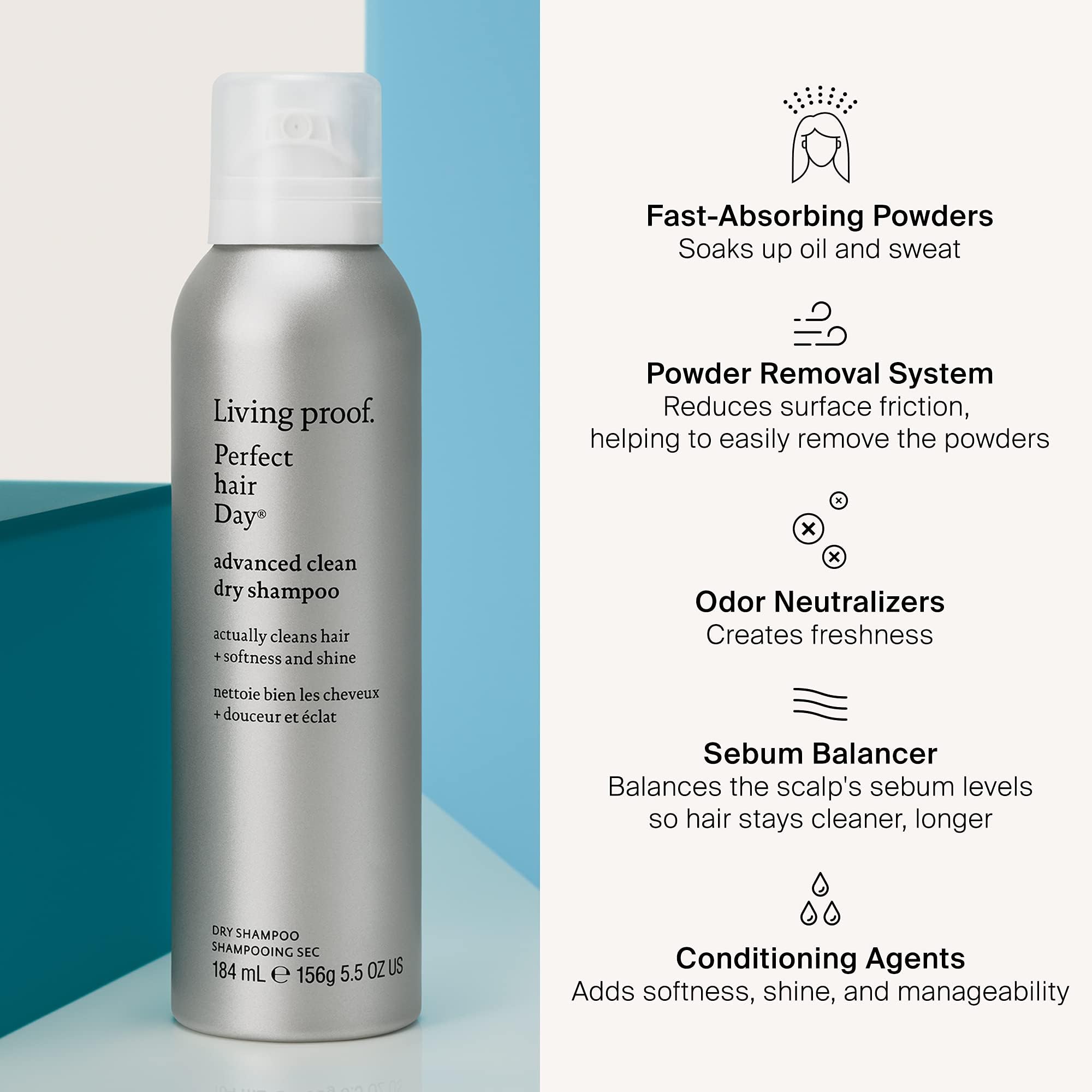 Living proof Dry Shampoo, Perfect hair Day Advanced Clean, Dry Shampoo for Women and Men, 5.5 oz