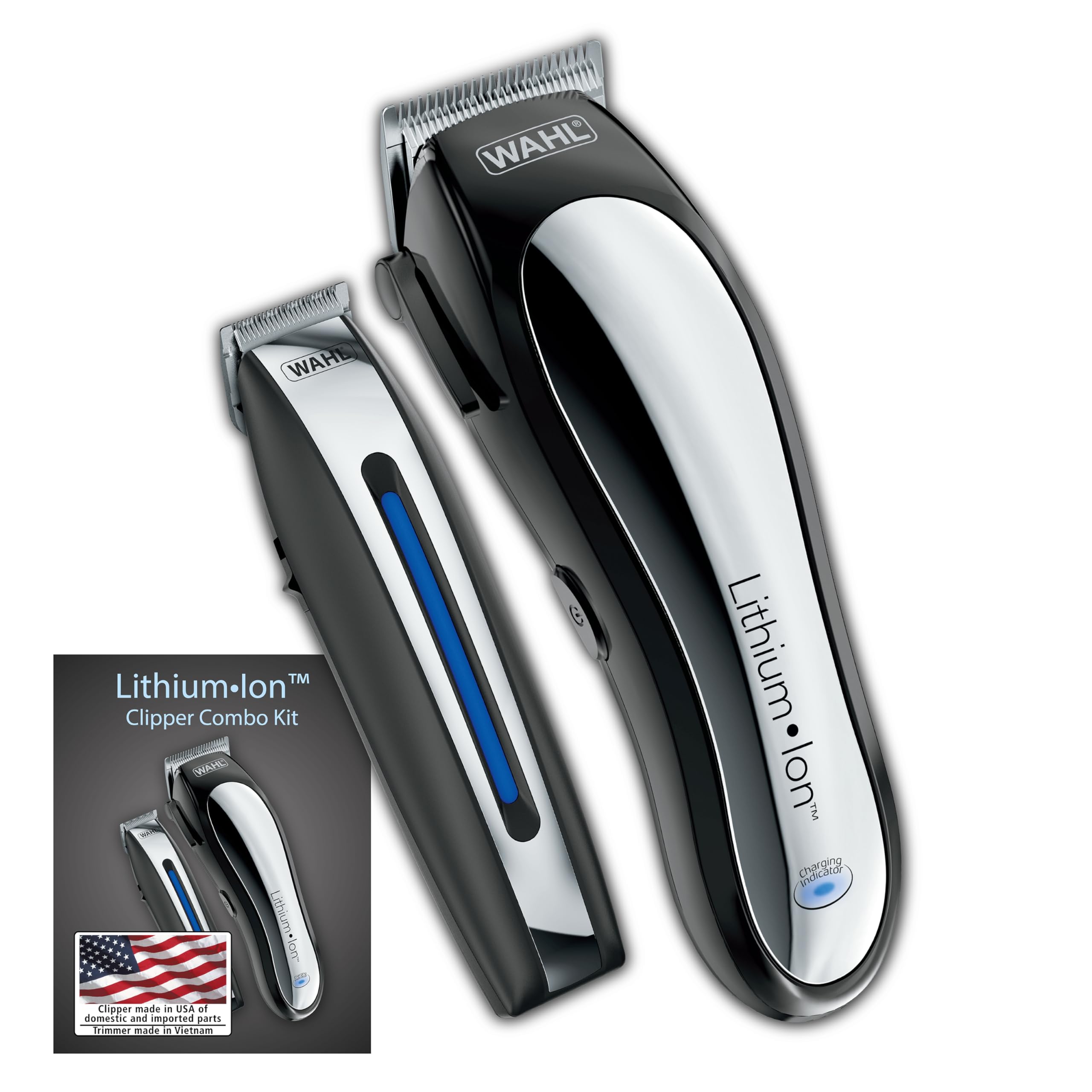 Wahl Clipper Rechargeable Lithium Ion Cordless Haircutting Clipper & Battery Trimming Combo Kit - Electric Clipper for Grooming