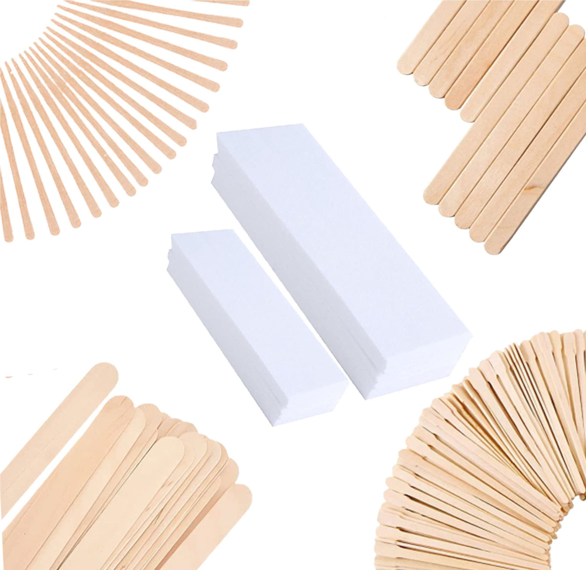 Mibly Wax Sticks and Strips (Pack of 400) -Body Hair Removal Waxing Sticks and Strips for Face, Arms, Legs, Armpit, Bikini Area 