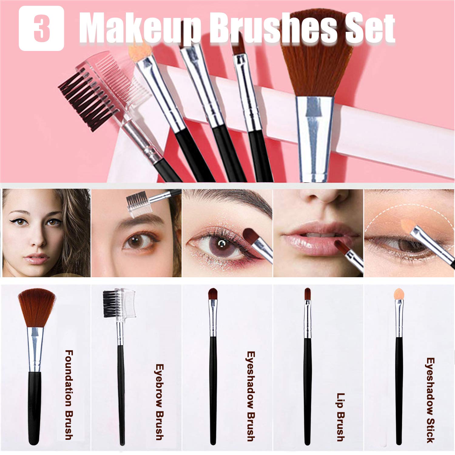 All In One Makeup Kit, Includes 12 Colors Naked Eyeshadow Palette, 5Pcs Makeup Brushes, Waterproof Eyeliner Pencils, Eyebrow Pow