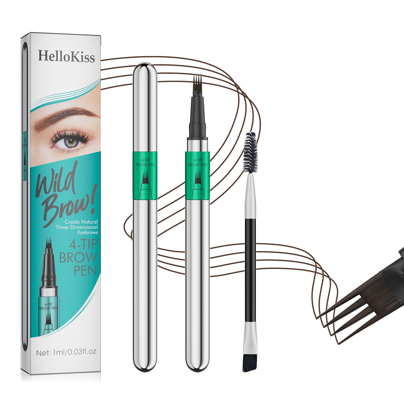 Microblading Eyebrow Pen, 4 Tip Precise Microblade Eyebrow Pencil That Looks Like Hair, Waterproof Natural Eye Brow Pencils for 
