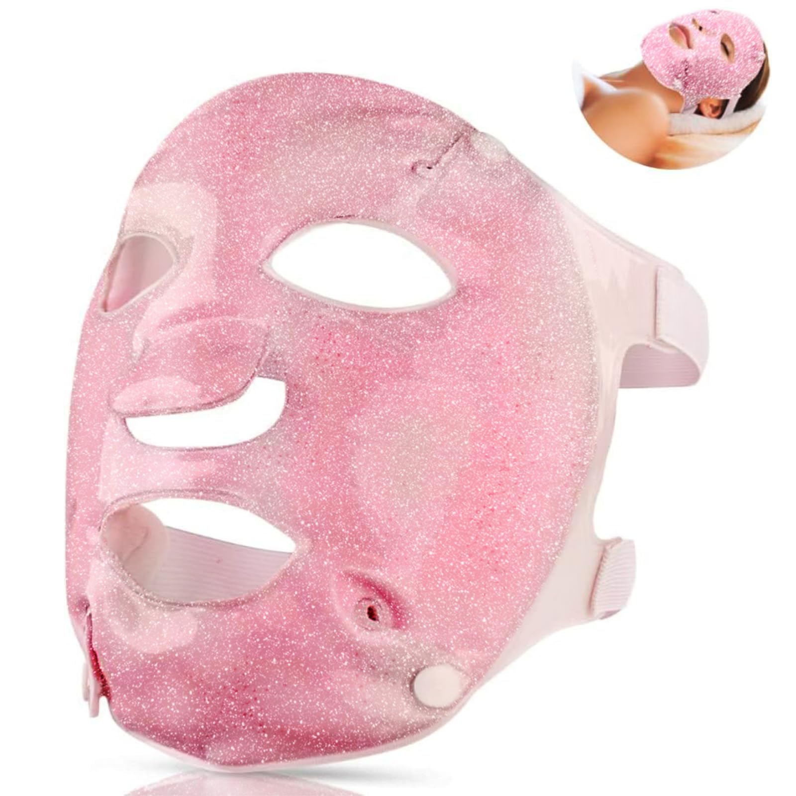 Fomi Hot Cold Gel Face Contoured Ice Mask Care | Flexible Cooling Full Facial Mask For Headache, Migraine, Sinus, Acne, Swollen