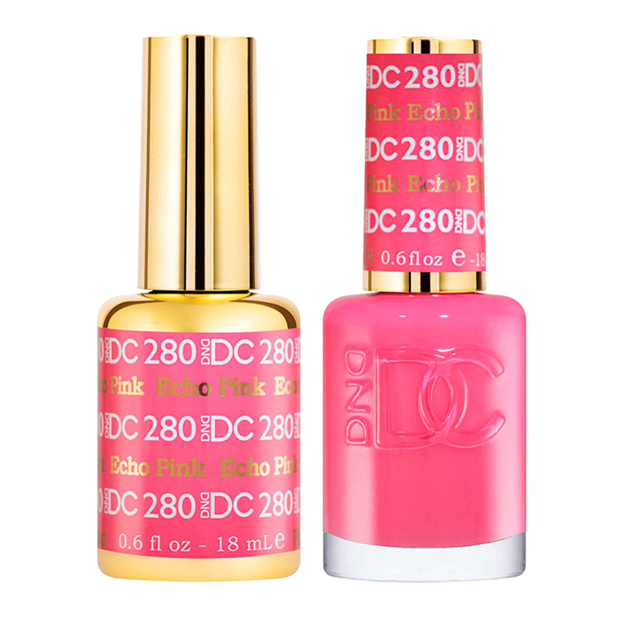 DND DC Gel Polish Set, Pink Collection, UV/LED Gel Polish and Air Dry Nail Lacquer, Matching Chip-Free Polish Duo, 280 Echo Pink
