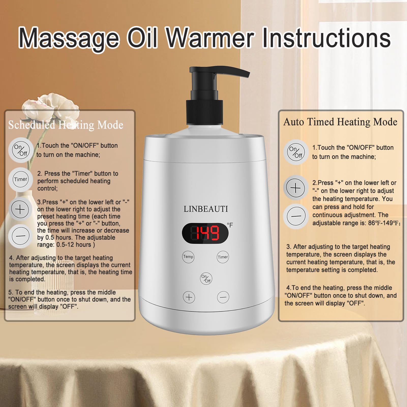 Linbeauti Massage Oil Warmer Bottle Professional Lotion Heater For Spa, Automatic Oil Warmer Heated Oil Lotion Cream For Salon,