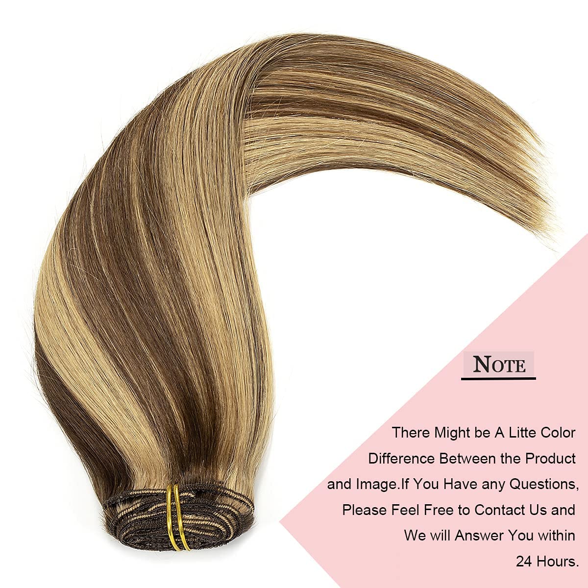 Loxxy Clip In Human Hair Extensions Natural Hair Chocolate Brown Mixed With Light Golden Brown 7Pieces 120G Double Weft Extensio