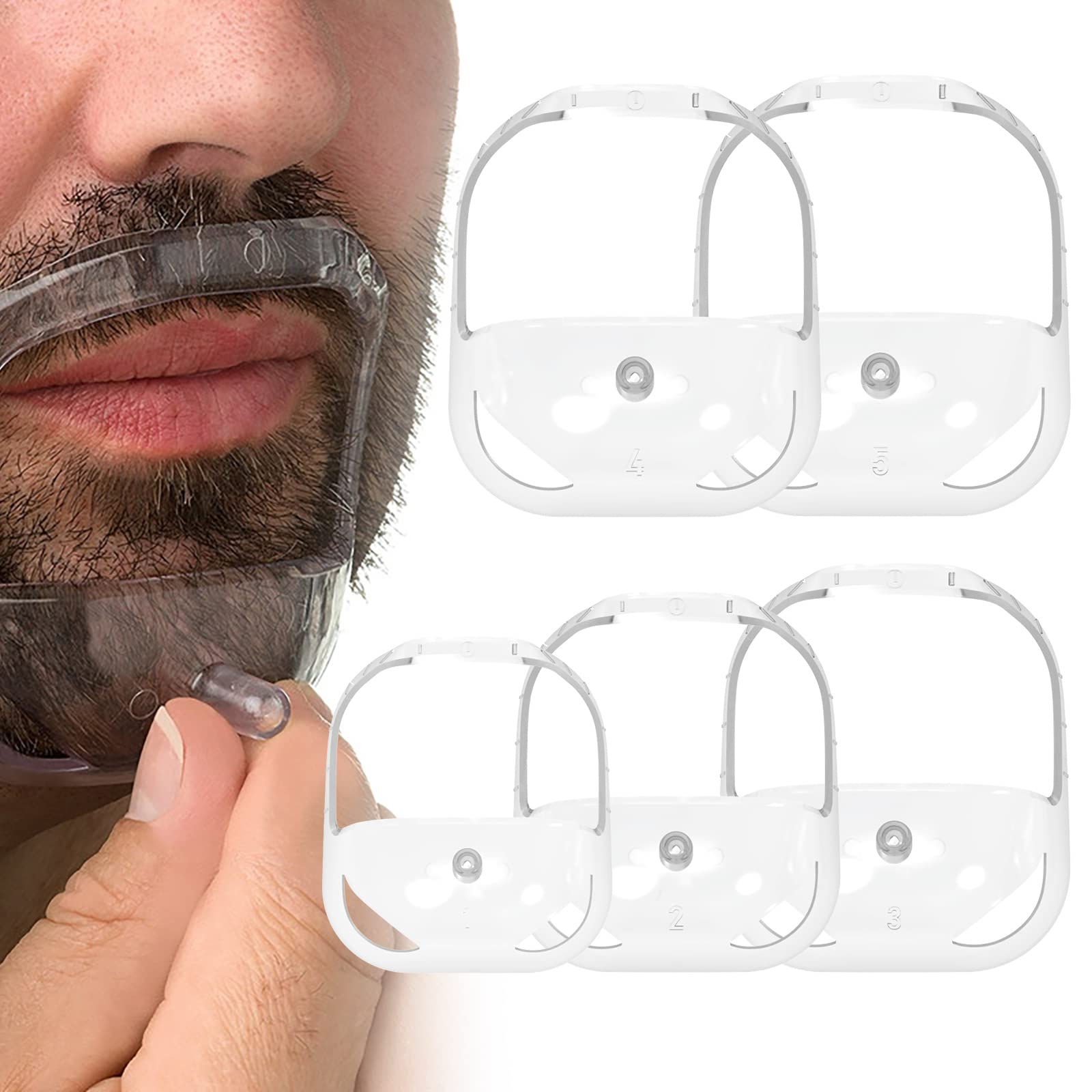Goatee Shaving Template for Men with 5 Different Sizes, Beard Guide Shaper with Comb, Beard Shaping & Styling Template Perfect f