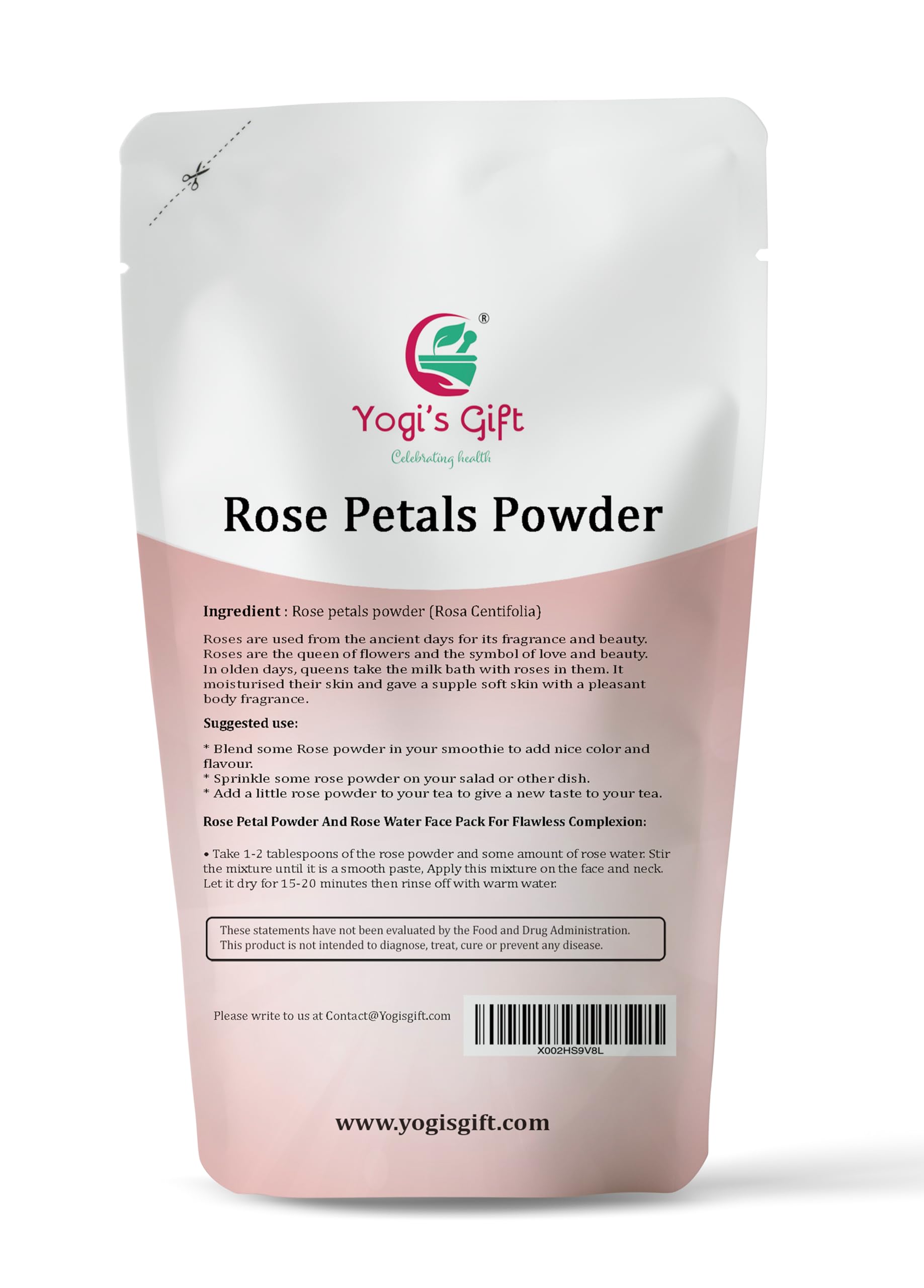Rose Petal Powder | 8 oz | Make Tea, Smoothies or Lattes | Best Ingredient for Face Mask Too | Soothing Fragrance | Excellent Na