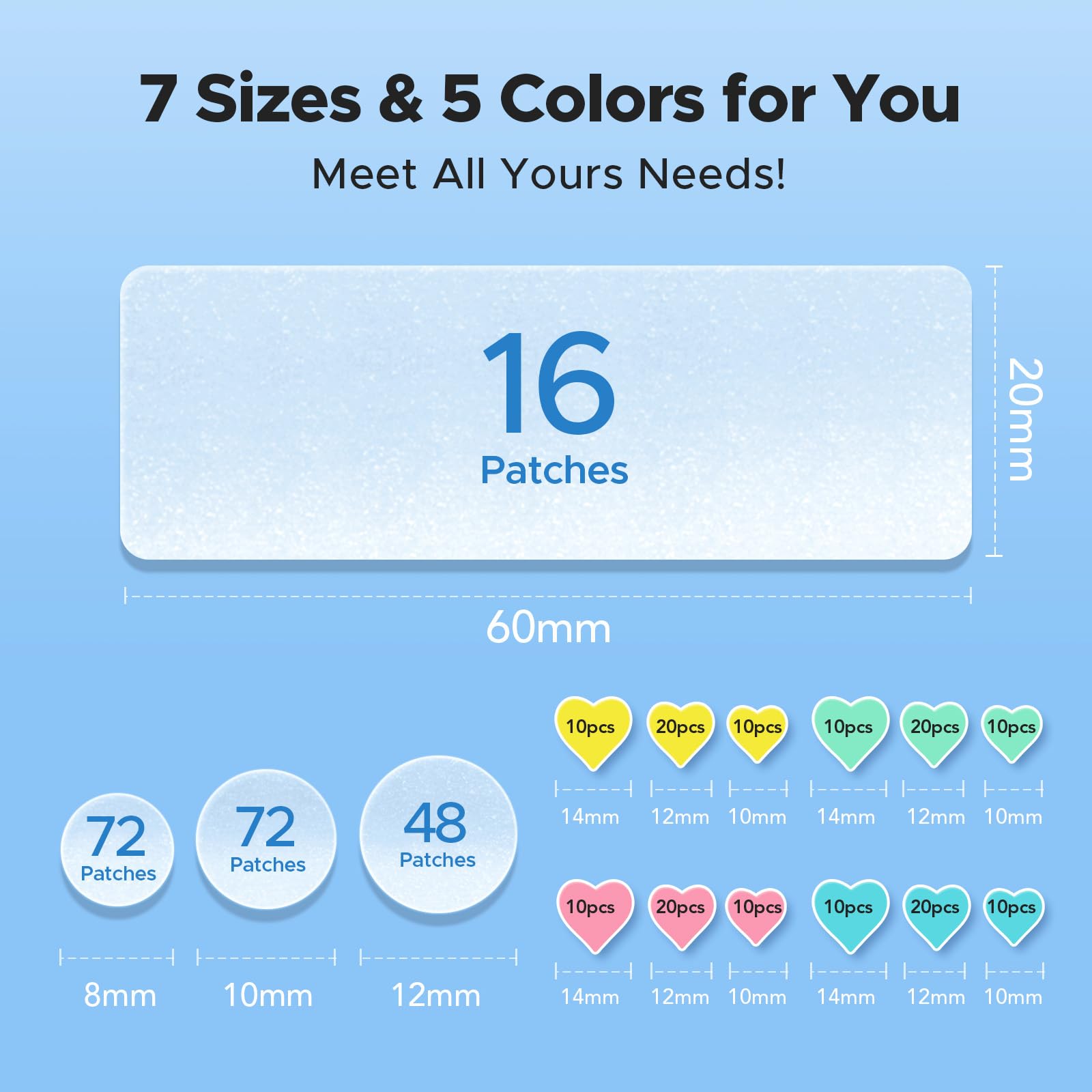 Litbear 3 In 1 Acne Patch For Face, 7 Sizes 368 Patches Hydrocolloid Acne Patches For Chin, Forehead, Nose, 16 Xl Pimple Patches