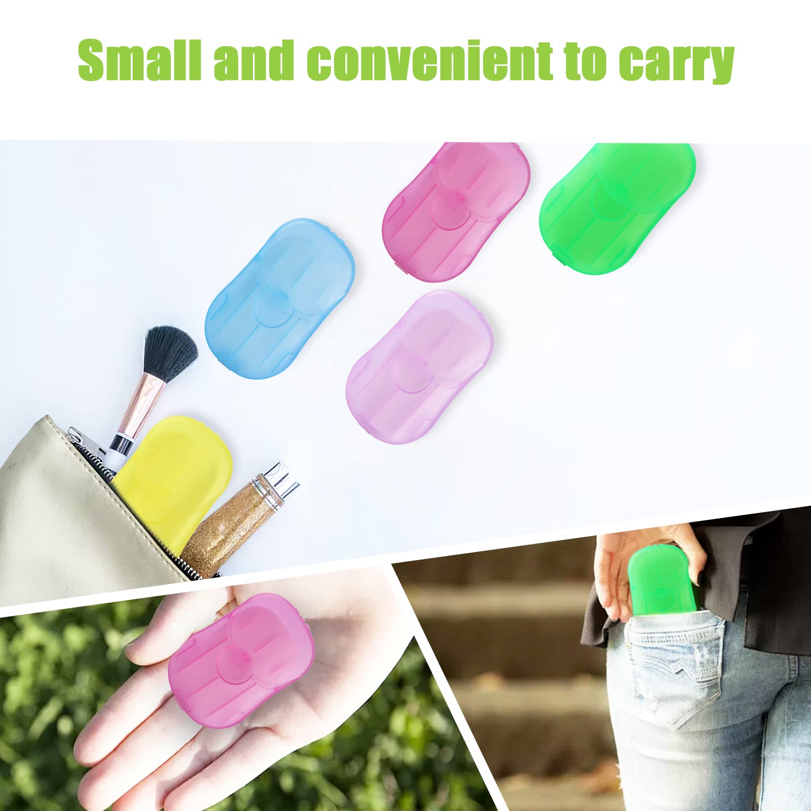 Tivansi Pack Of 12 Sets Travel Camping Hiking Washing Hand Bath Toiletry Sheets Paper Soap Slide Foaming Box (Color May Vary)