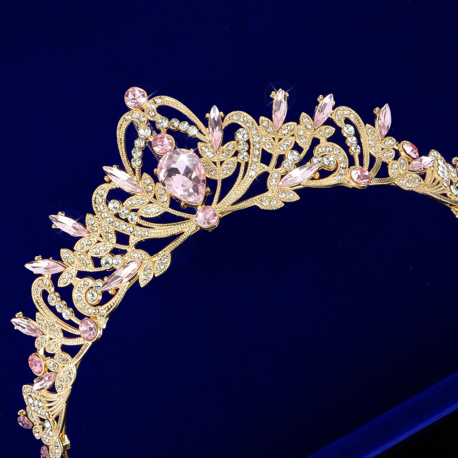 Cieher Pink Crown For Women Girls Pink Tiara Princess Crown, Crystal Crowns For Women Crown For Birthday Prom Party Halloween Co