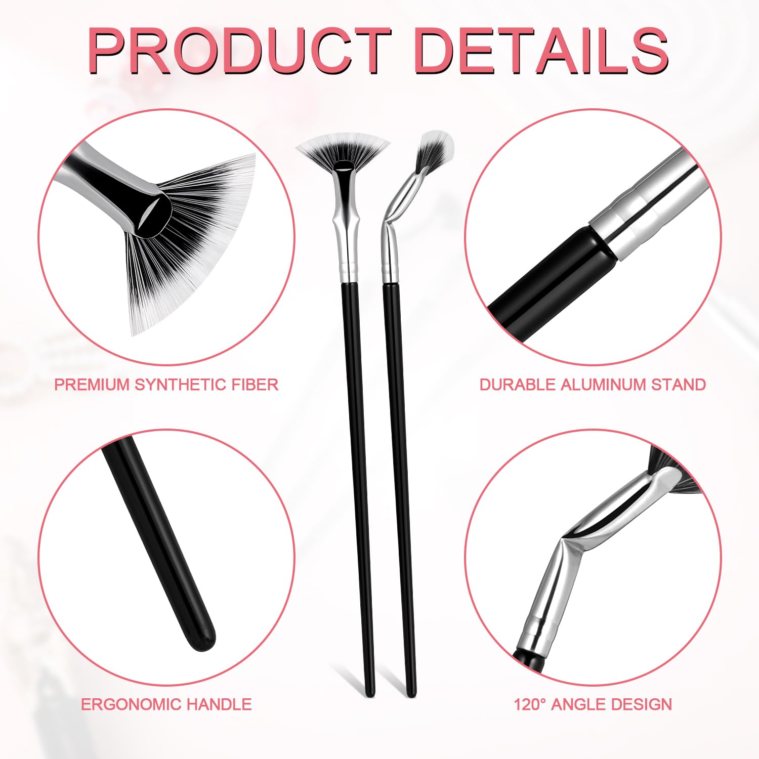 4pcs Eyelash Brush Kit, Mascara Fan Brushes with Eyelash Application Aid Folding Angle Scalloped Lash Brush Eyelash Comb Separat