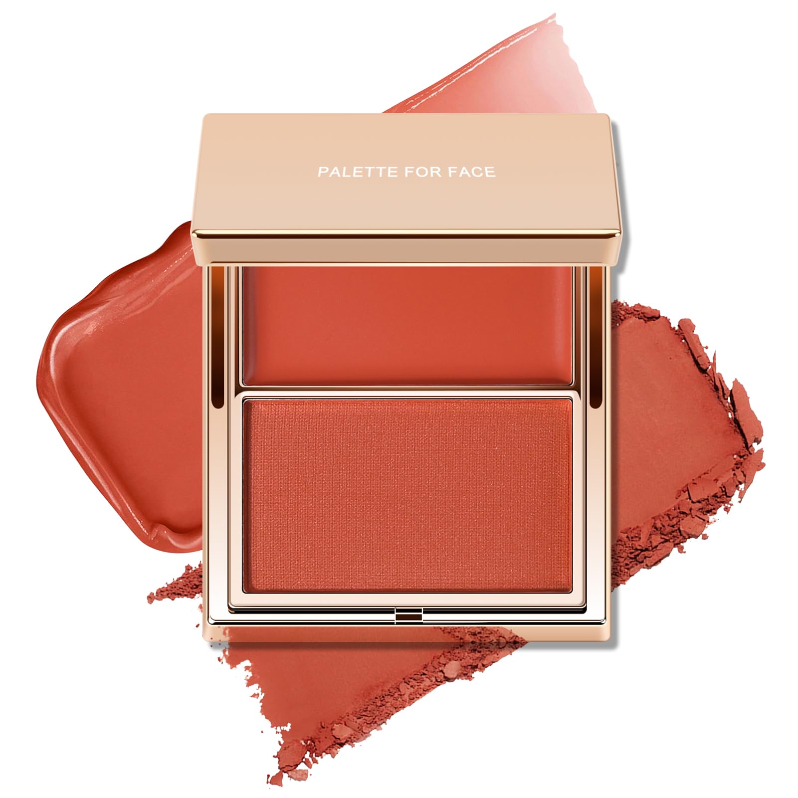 KYDA 2 Colors Blush Palette, 2In1 Cream and Powder Blush Makeup for Cheeks, High Pigmented Waterproof Face Cheek Blusher, Natu