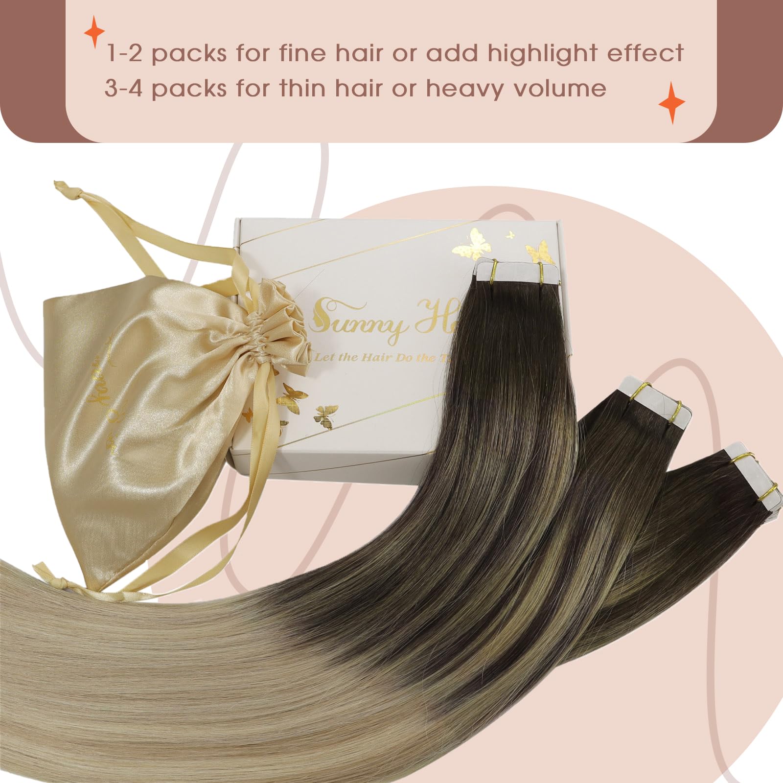 Sunny Hair Tape In Human Hair Extensions Ombre Blonde Tape In Hair Extensions Human Hair Dark Brown Ombre Mix Blonde Balayage Ta