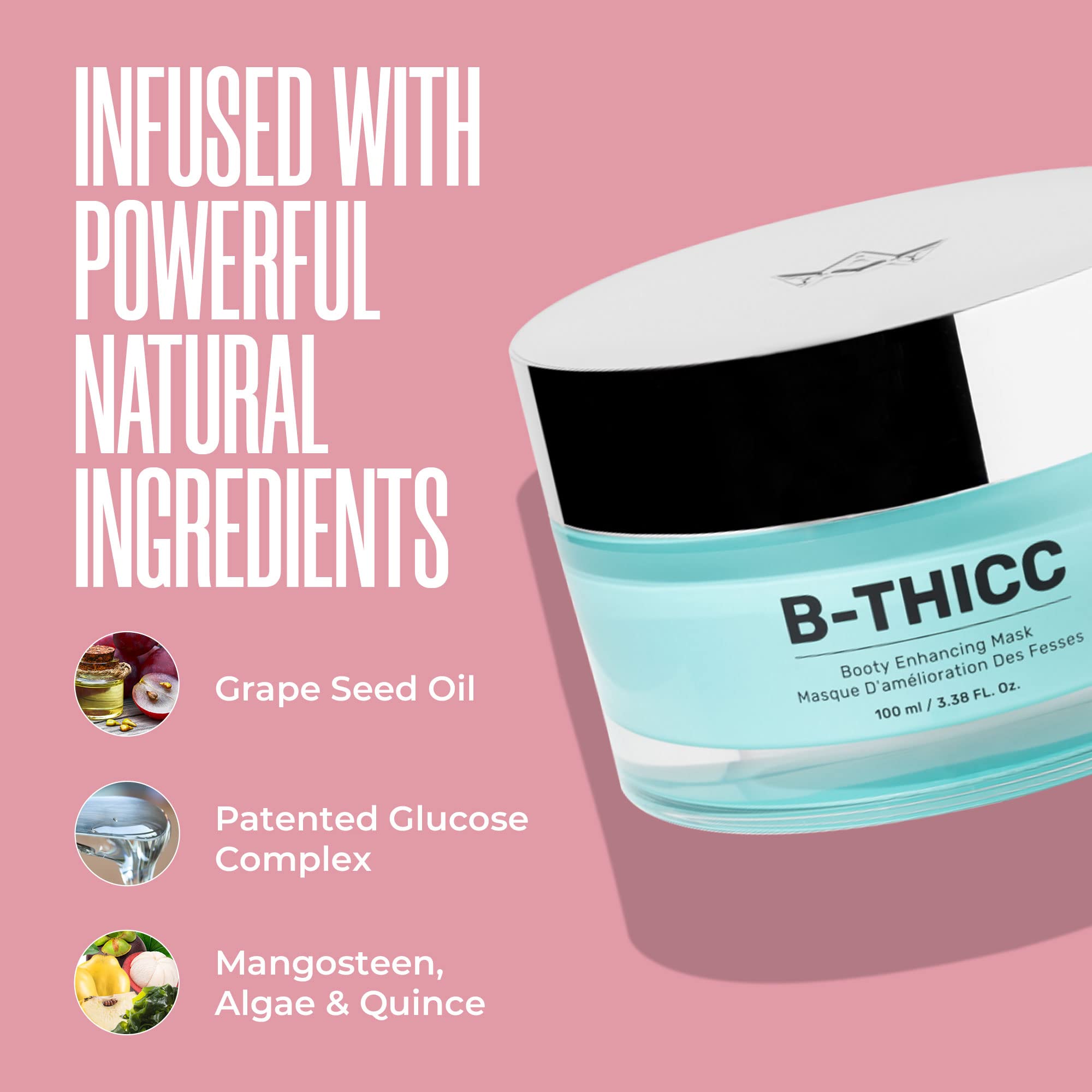 MALYS B-THICC Plumping Leave-On Butt Mask - Butt Cream Visibly Tightens Skin - Helps Enhance, Firm & Boost Your Behind