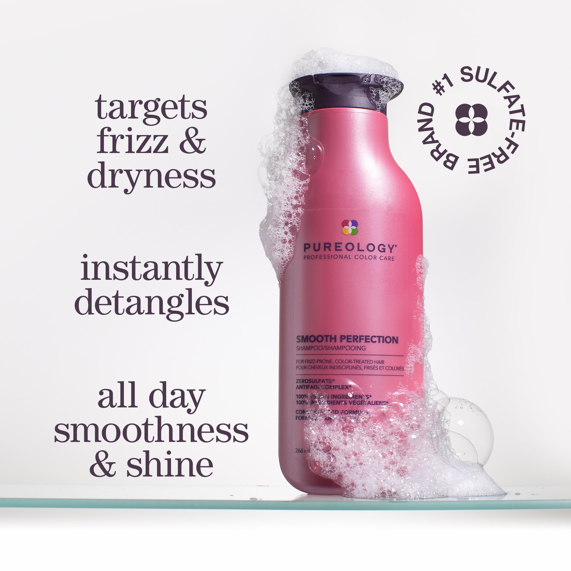 Pureology Smooth Perfection Shampoo | For Frizzy, Color-Treated Hair | Smooths Hair & Controls Frizz | Sulfate-Free | Vegan | Up