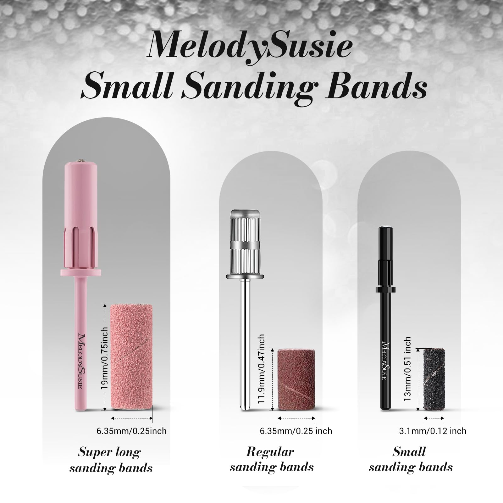 Melodysusie 120 Pcs Nail Drill Bits Small Sanding Bands For 3.1Mm Mandrel Bit, 120 Medium Grit Nail File For Acrylic Nails Gel M