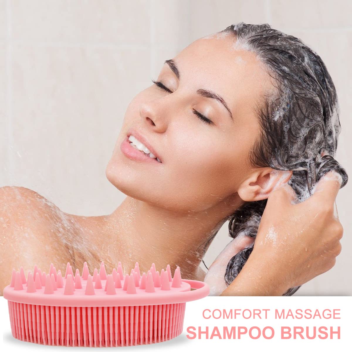 Upgrade 2 In 1 Bath And Shampoo Body Brush, Silicone Exfoliating Body Scrubber For Use In Shower, Premium Silicone Loofah, Head