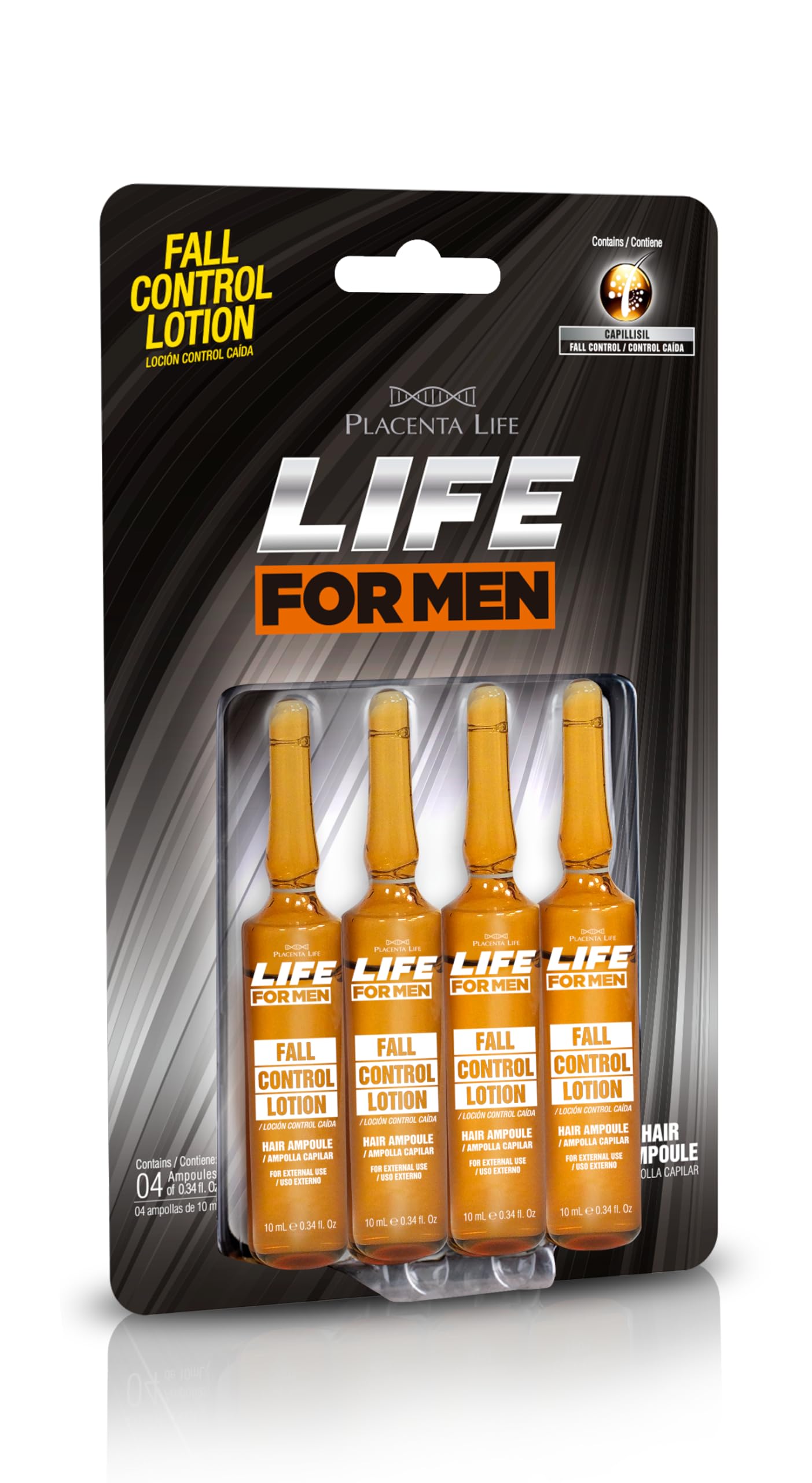 LIFE FOR MEN HAIR LOSS CONTROL AMPOULE WITH CAPILLISIL Ampollas de Control Caida con Capillisil 4X 10 ML/0.33 FL OZ EACH