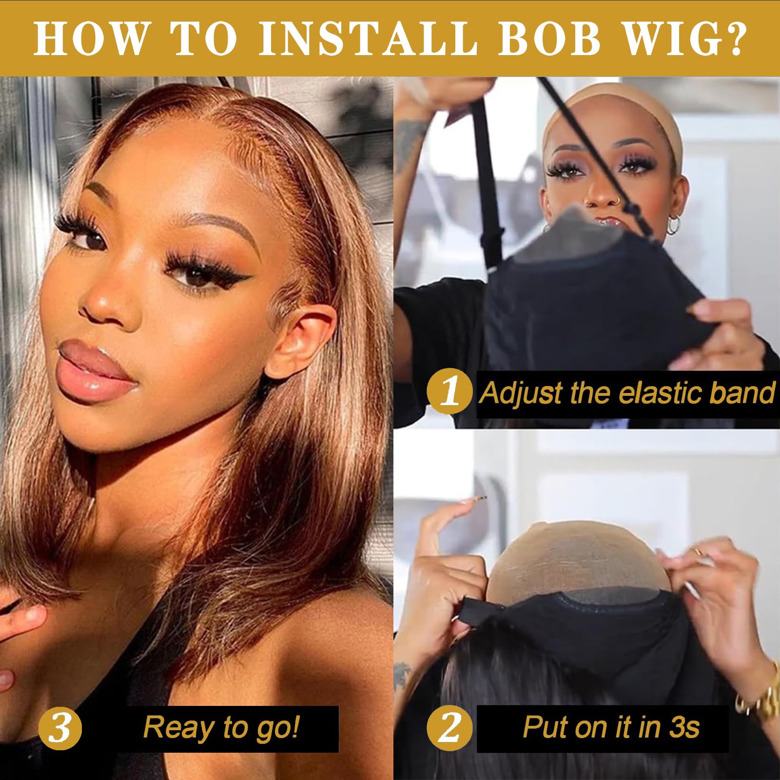 Wear And Go Glueless Bob Wig Human Hair Pre Cut 4/27 Ombre Highlight Bob Wig Human Hair Glueless 4X4 Hd Lace Closure Glueless Wi