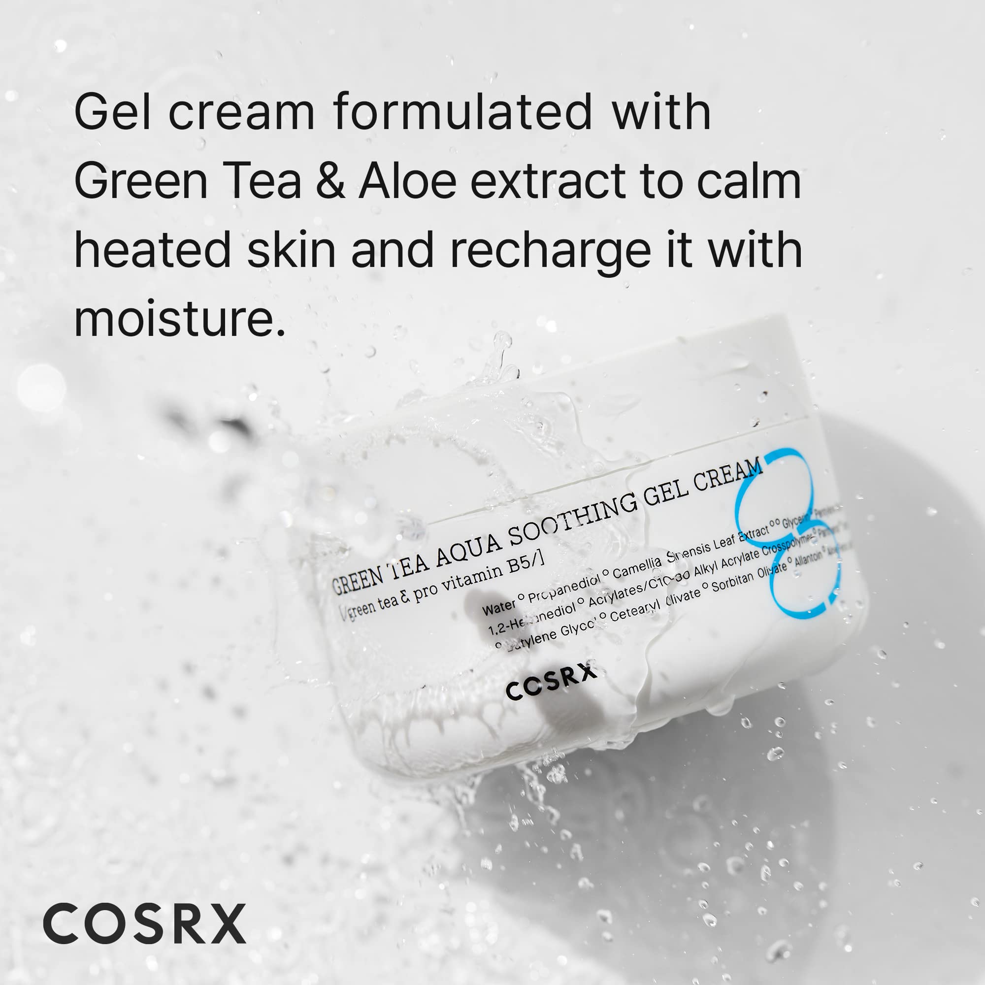 COSRX Hydrium Green Tea Aqua Soothing Gel Cream, 1.69 fl. oz, Lightweight, Paraben Free, Plastic, Model RLE50622