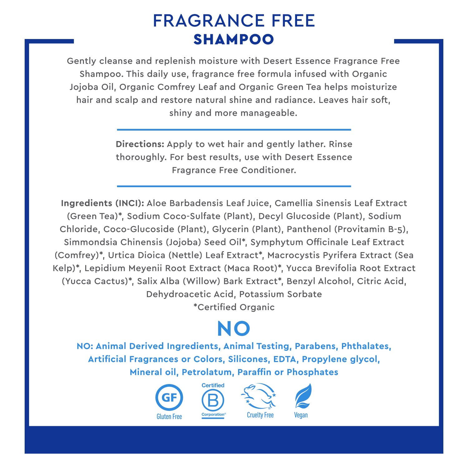 Desert Essence: Organics Hair Care Shampoo, Fragrance Free 8 oz (3 pack)