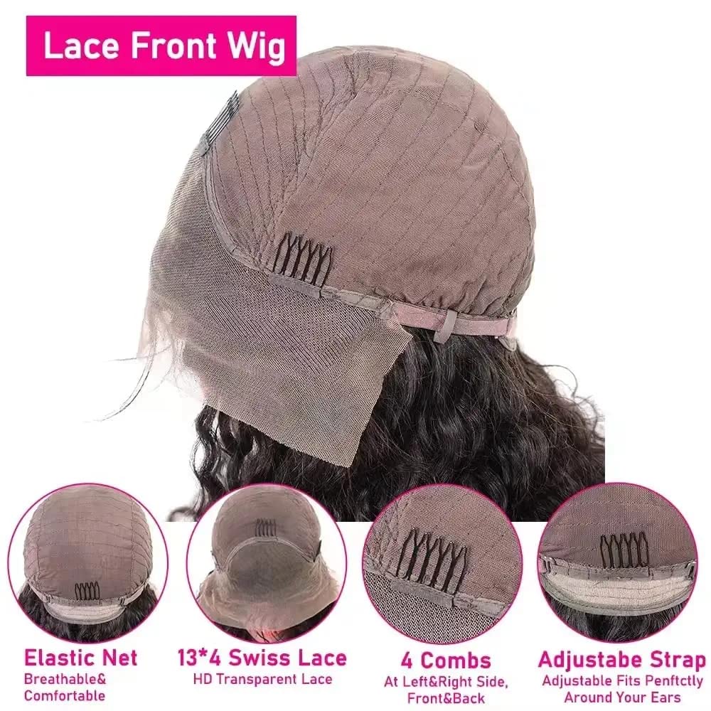 Laritaiya Hd Transparent Deep Wave Lace Front Wigs Human Hair 24Inch 13X4 Lace Front Wigs For Black Women 180 Density Pre Plucke