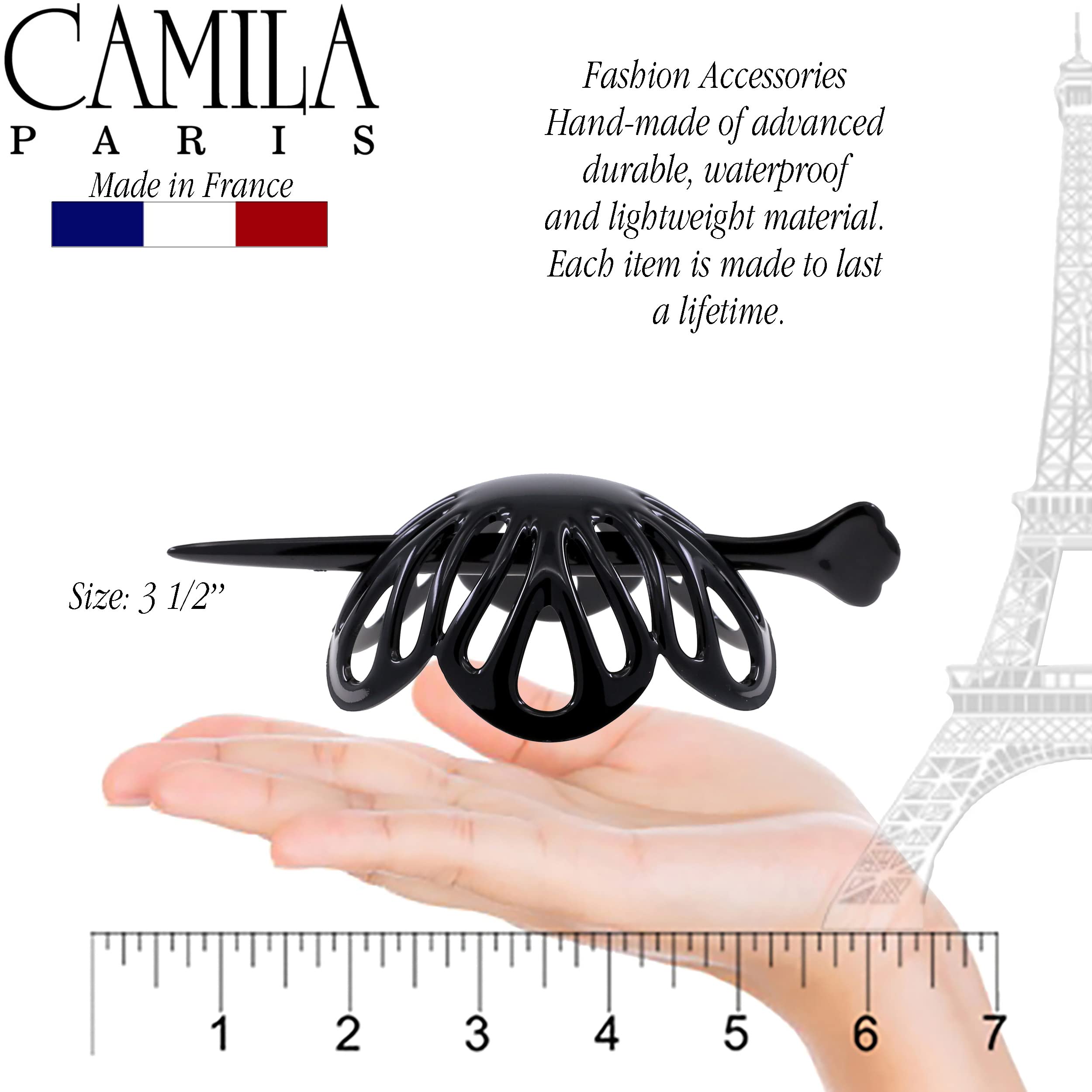 Camila Paris Nv150 Hair Bun Maker For Women, Black Round Dome Clip For Updo Styling, No Slip French Bun Accessories, Made In Fra