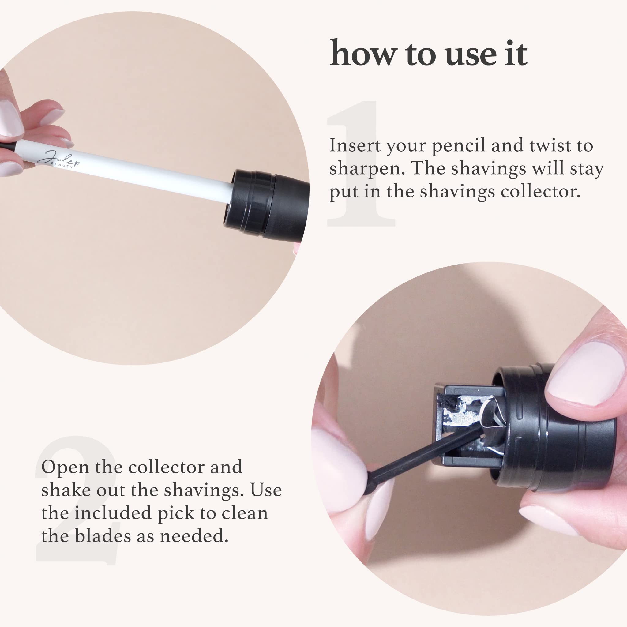 Julep Cosmetic Makeup Pencil Sharpener - Eyeliner, Lip Liner And Eyebrow Pencils - Compact Travel Friendly - Easy To Clean - Uni