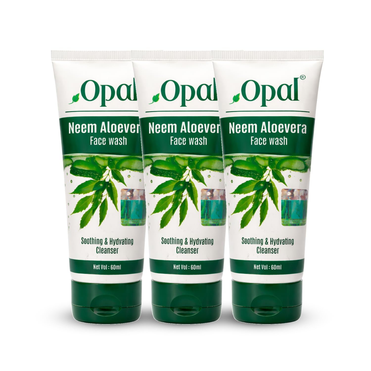 Opal Neem Aloe Vera Face Wash For Men & Women Combo Pack 3 X 60Ml |Deep Cleansing Oil Control Hydrating Gel Cleanser Face Wash F