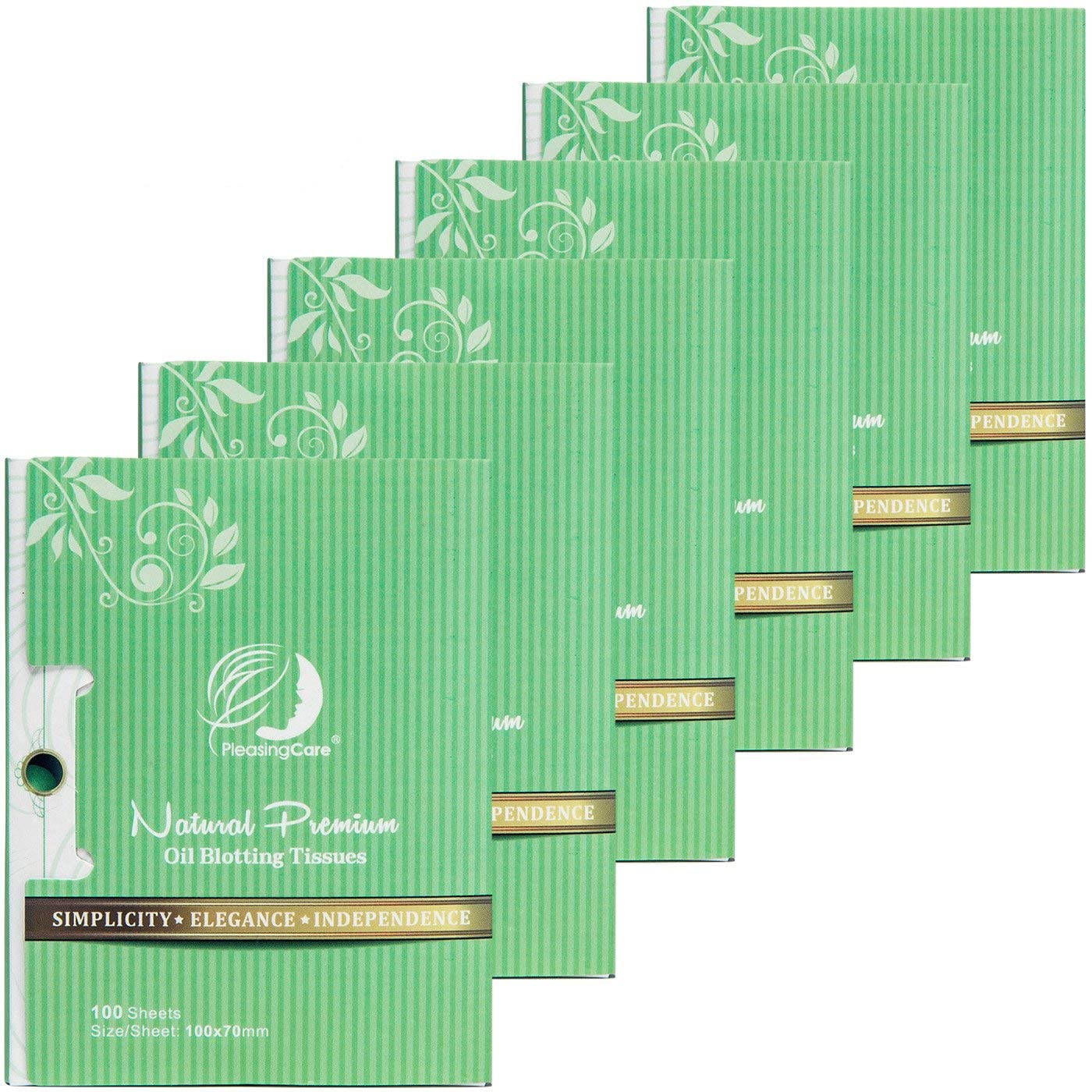 Facial Oil Blotting Paper For Oily Skin, 100 Count, pack of 6 - Natural Green Tea Face Absorbing Sheets, Skin Care and Oil Contr