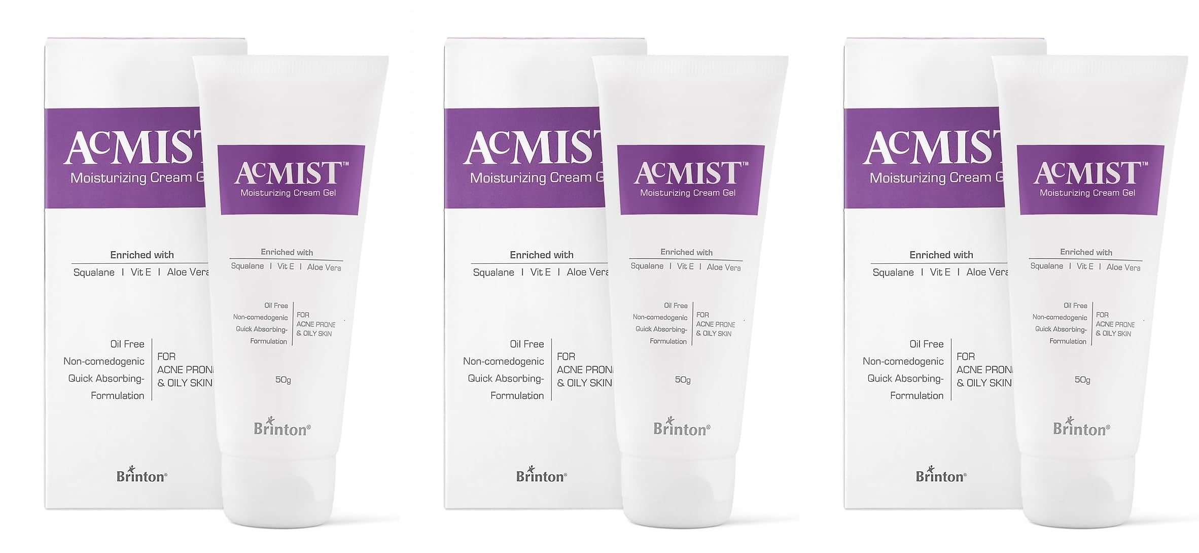 Brinton Acmist Moisturizing Cream Gel For AcneProne & Oily Skin | With Vitamin E, Aloe Vera & Squalane | OilFree, NonComedoge