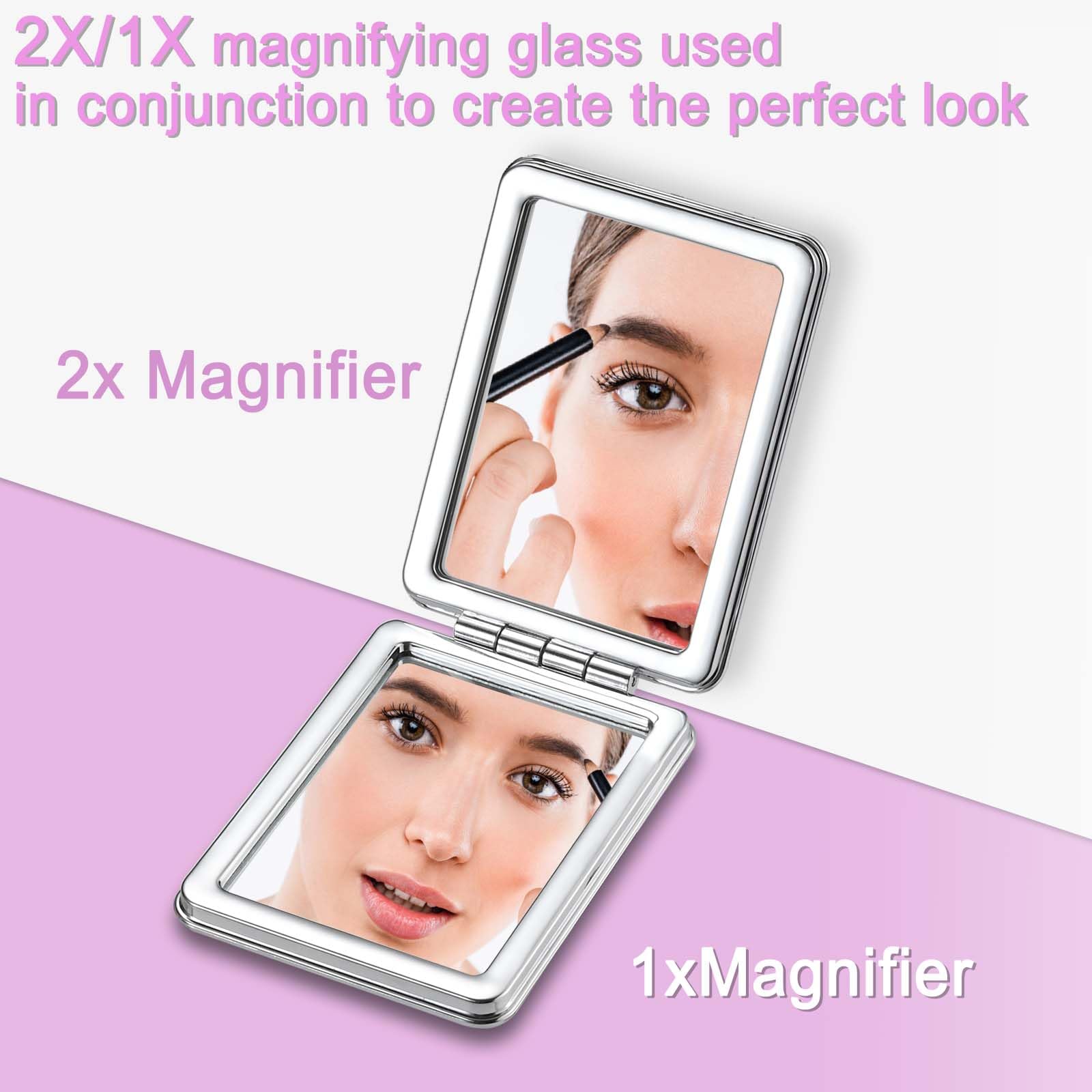Dcdcee Pocket Mirror, Small Travel Mirror With Magnification, Portable Double-Sided Magnifying Cosmetic Mirror For Daily (Skull)