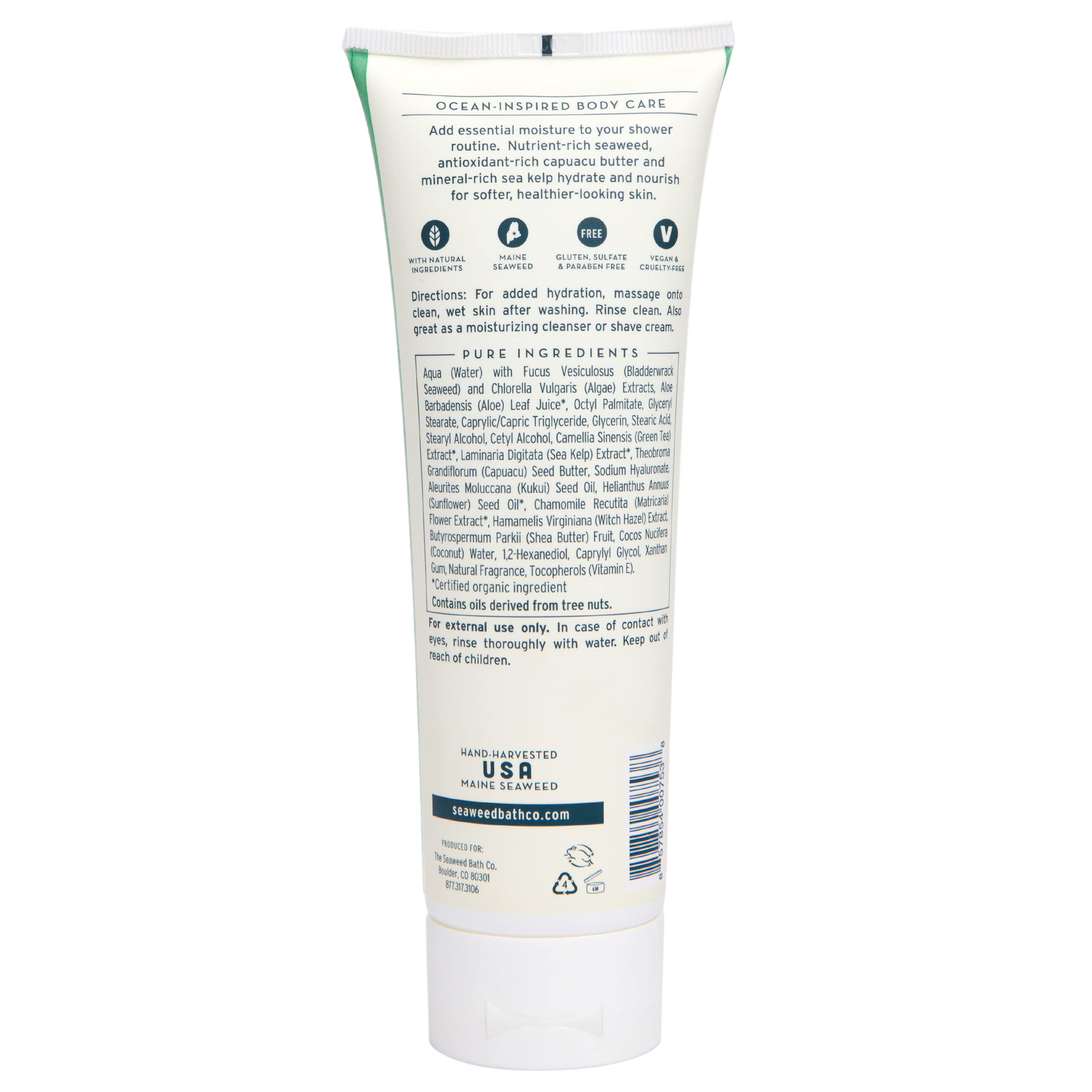 The Seaweed Bath Co. Hydrating In-Shower Body Conditioner, 8 Ounce, Coconut Water Scent, With Natural Bladderwrack Seaweed, Vega