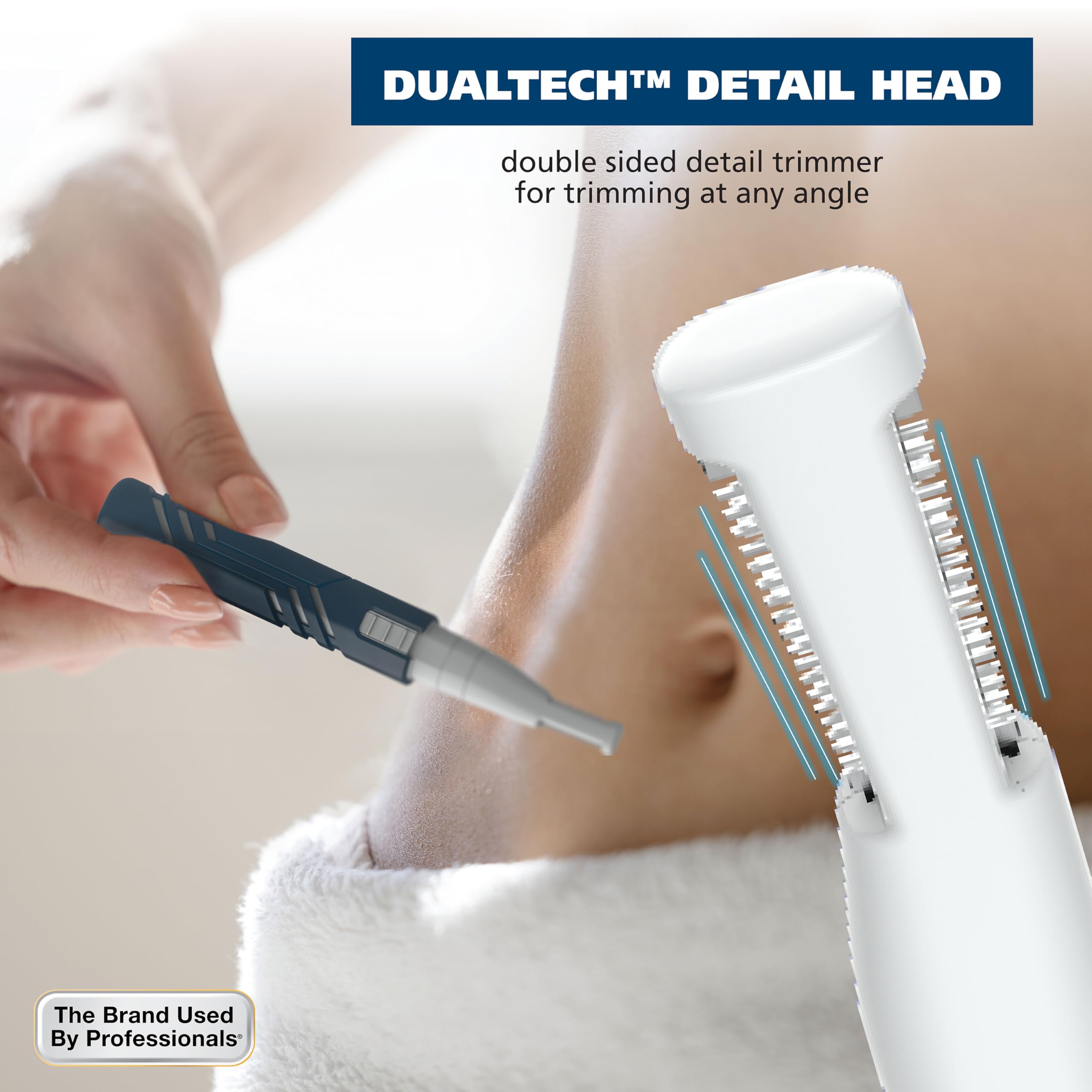 Wahl Dualtech Lithium Battery Dual Sided Eyebrow, Bikini, And Facial Hair Removal Trimmer For Women With Rubber Grip - Model 302