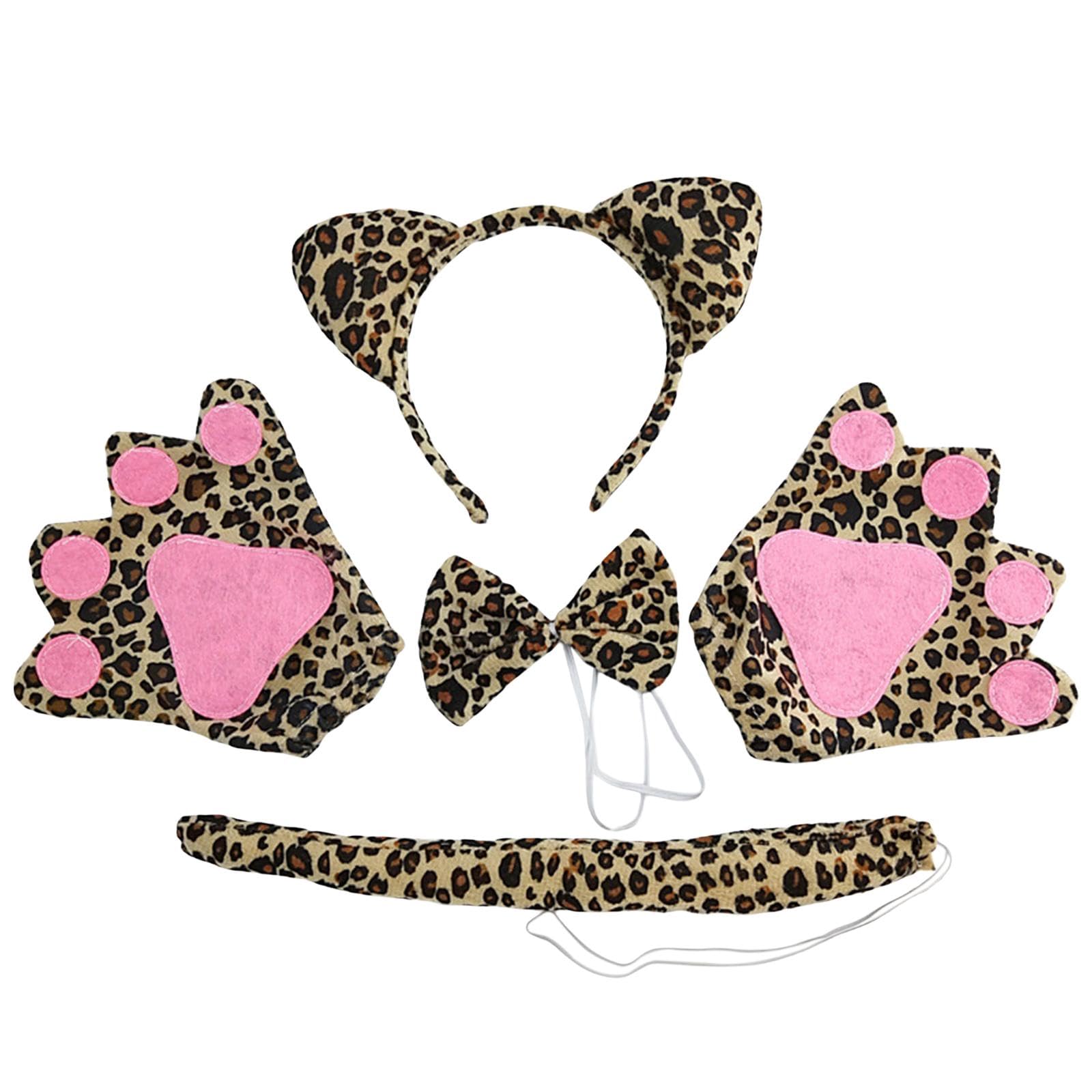 ATORSE?4x Ears Headband Set Ears Tail Bow Tie Animal Dress Set for stage Shows