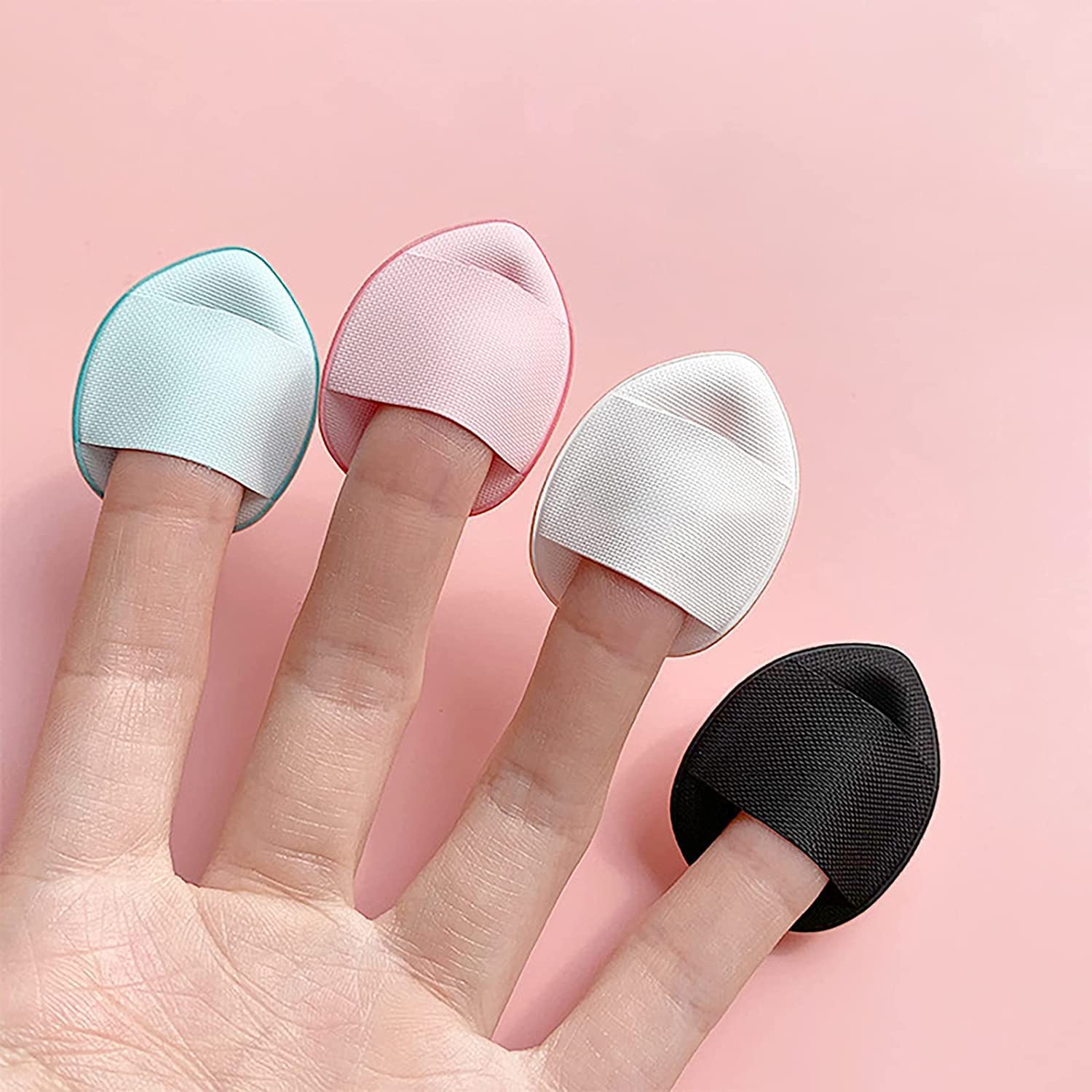 Kira Mini Finger Powder Puff 4 Pcs Finger Makeup Finger Beauty Blender Sponges, Mini Soft Cosmetic Finger Puff, Perfect For Foun