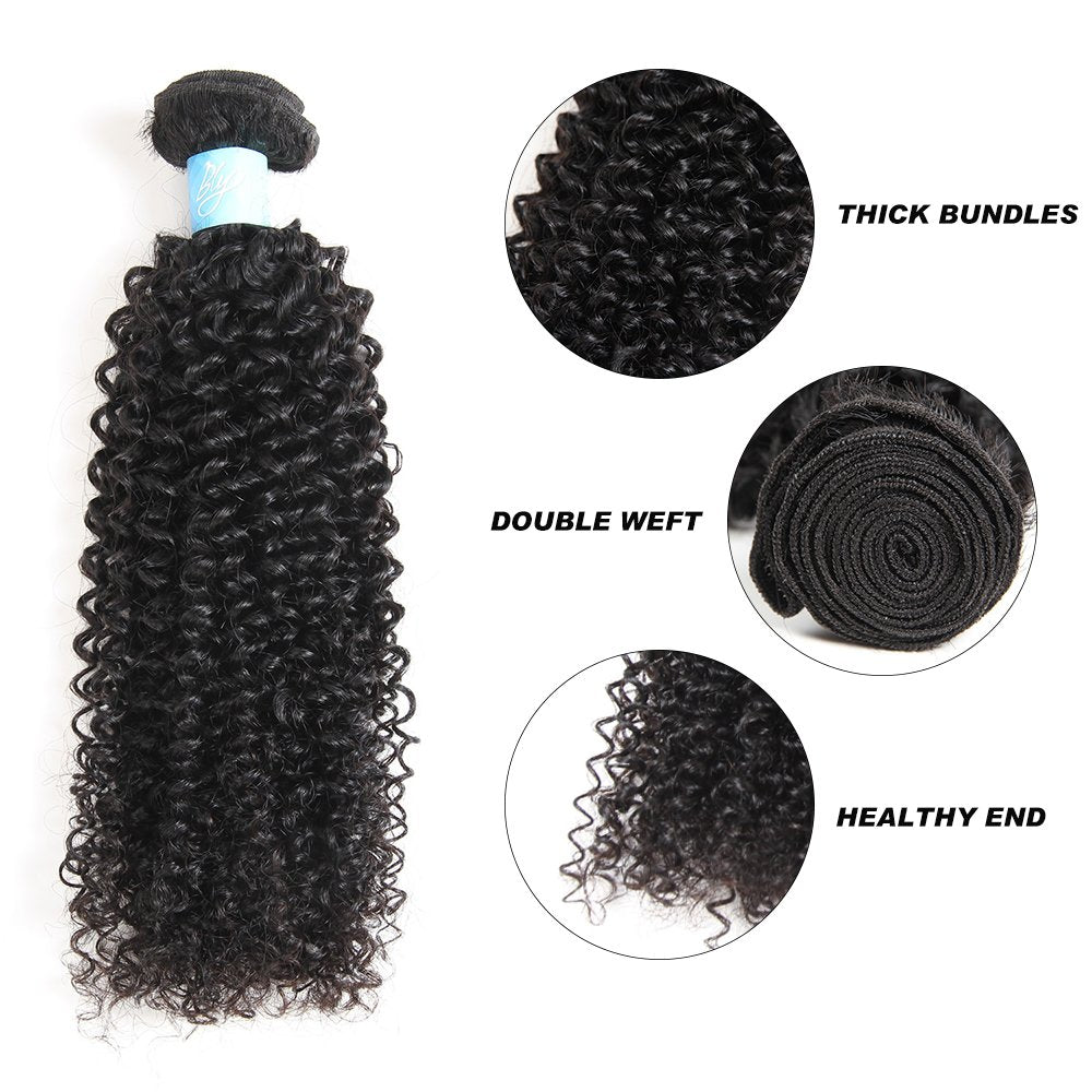 Bly 7A Mongolian Kinky Curly Human Hair Bundles 24 Inch Unprocessed Hair Weave Weft For Black Women Natural Color