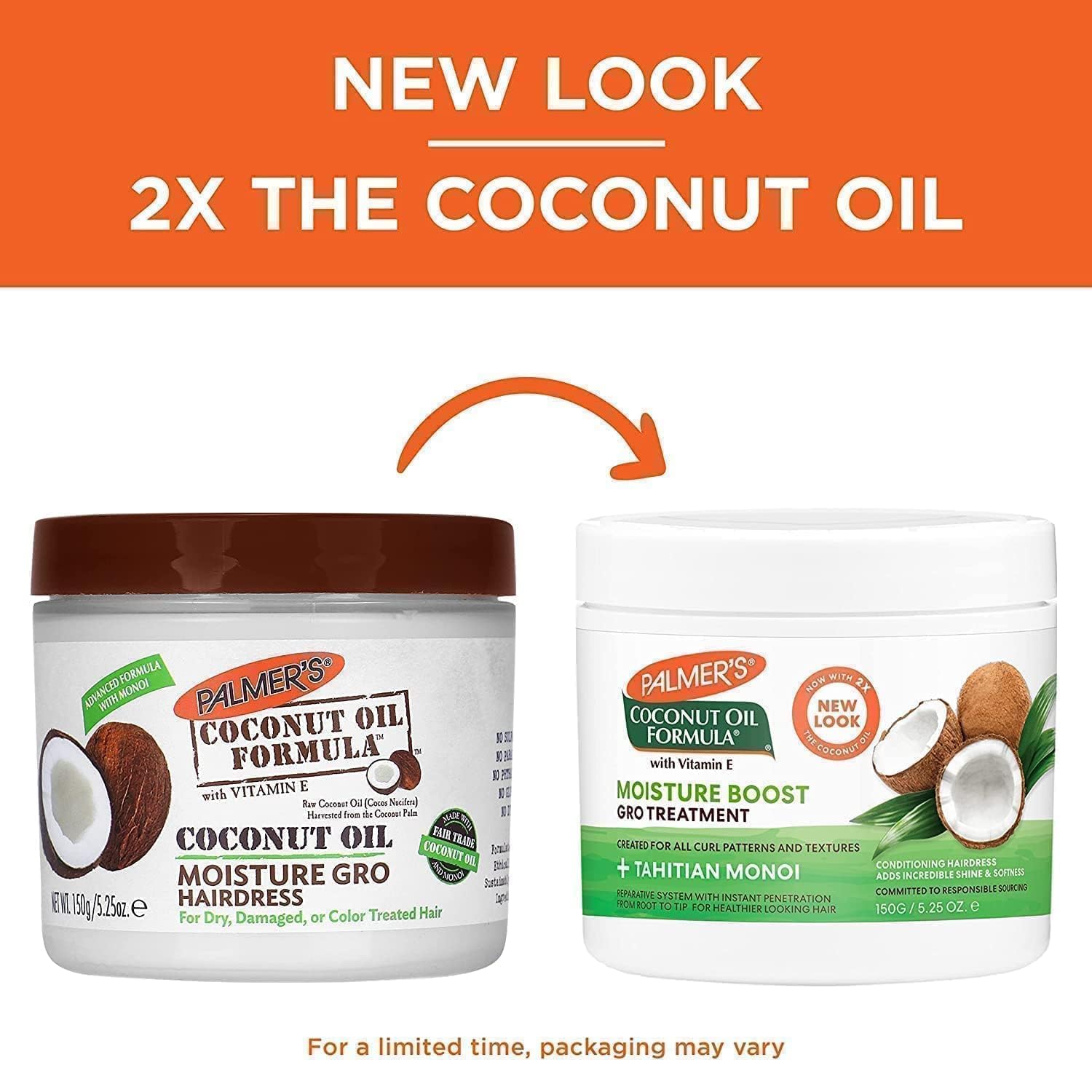 Palmers Coconut Oil Moisture Gro Hairdress Jar 5.25 Ounce (155ml) (Value Pack of 2)