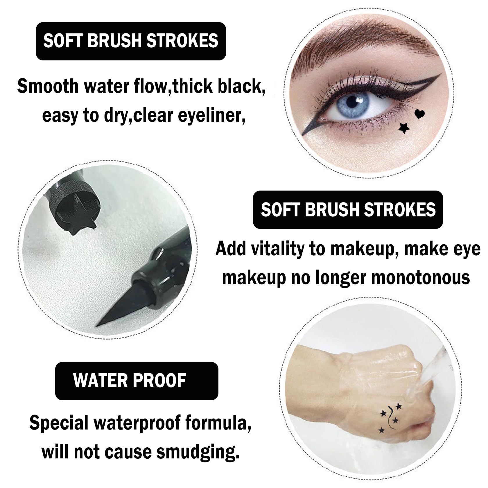 Xingxyuel 5Pcs Eyeliner Stamp Set Liquid Winged Eyeliner Stamp Pen Double-Headed Black Eye Liner Pencil Long-Lasting Waterproof