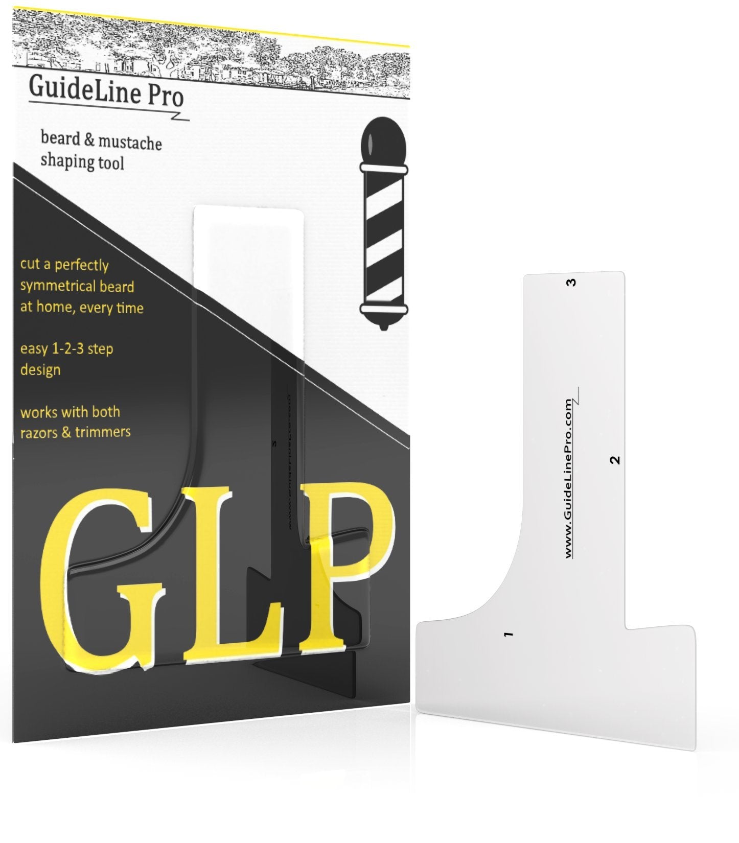 GuideLine Pro Beard Template, Beard Shaping Tool | for Shaping a Perfectly Symmetrical Beard & Moustache - Beard Kit Accessory
