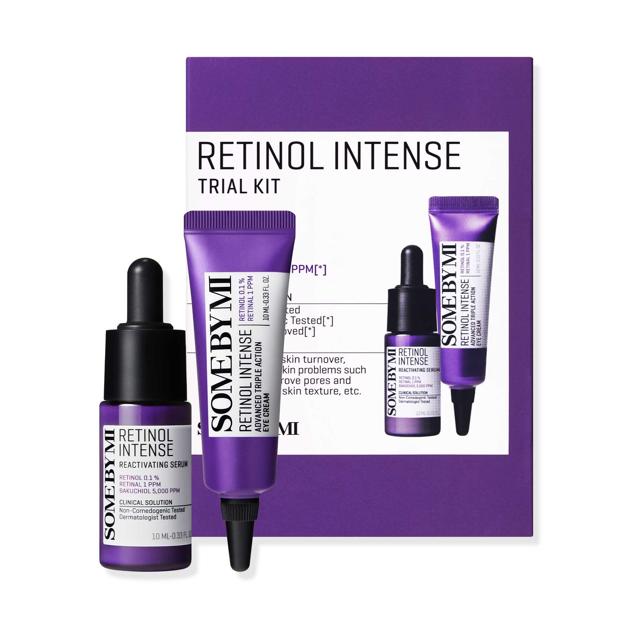 Some By Mi Retinol Intense Trial Kit - Serum And Eye Cream, 0.33Oz - Mild Korean 0.1% Retinol Face Serum And Eye Cream For Begin