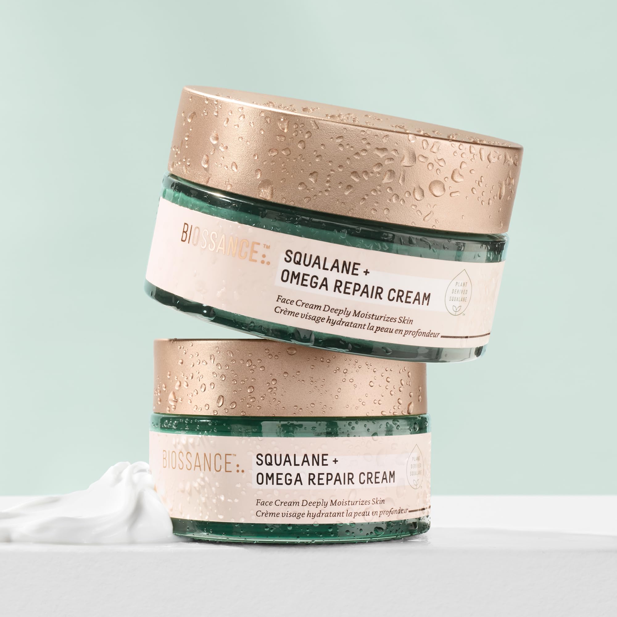 BIOSSANCE Squalane + Omega Repair Cream - Ultra-Moisturizing Face Cream for Dry & Sensitive Skin - 3.38oz