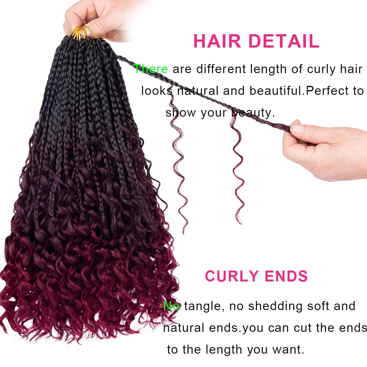 Unionbeauty 14 Inch Boho Box Braids Crochet Hair Goddess Box Braids Crochet Hair With Curly Ends 8 Packs Bohemian Box Braids Cro