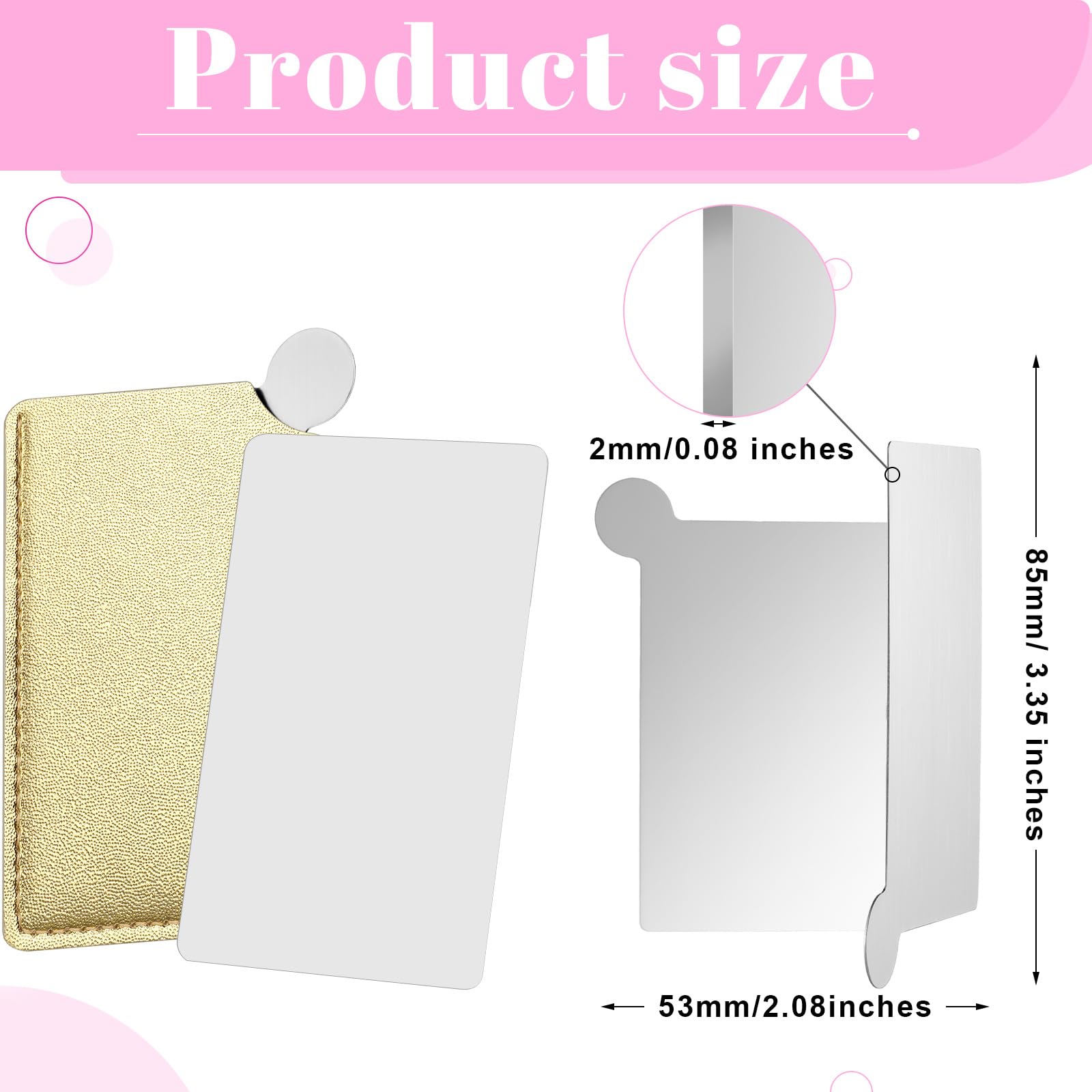 Jetec 10 Pieces Pocket Compact Mirrors Mini Mirror For Purse Wallet Small Handheld Stainless Steel Unbreakable Mirror With Pu Le
