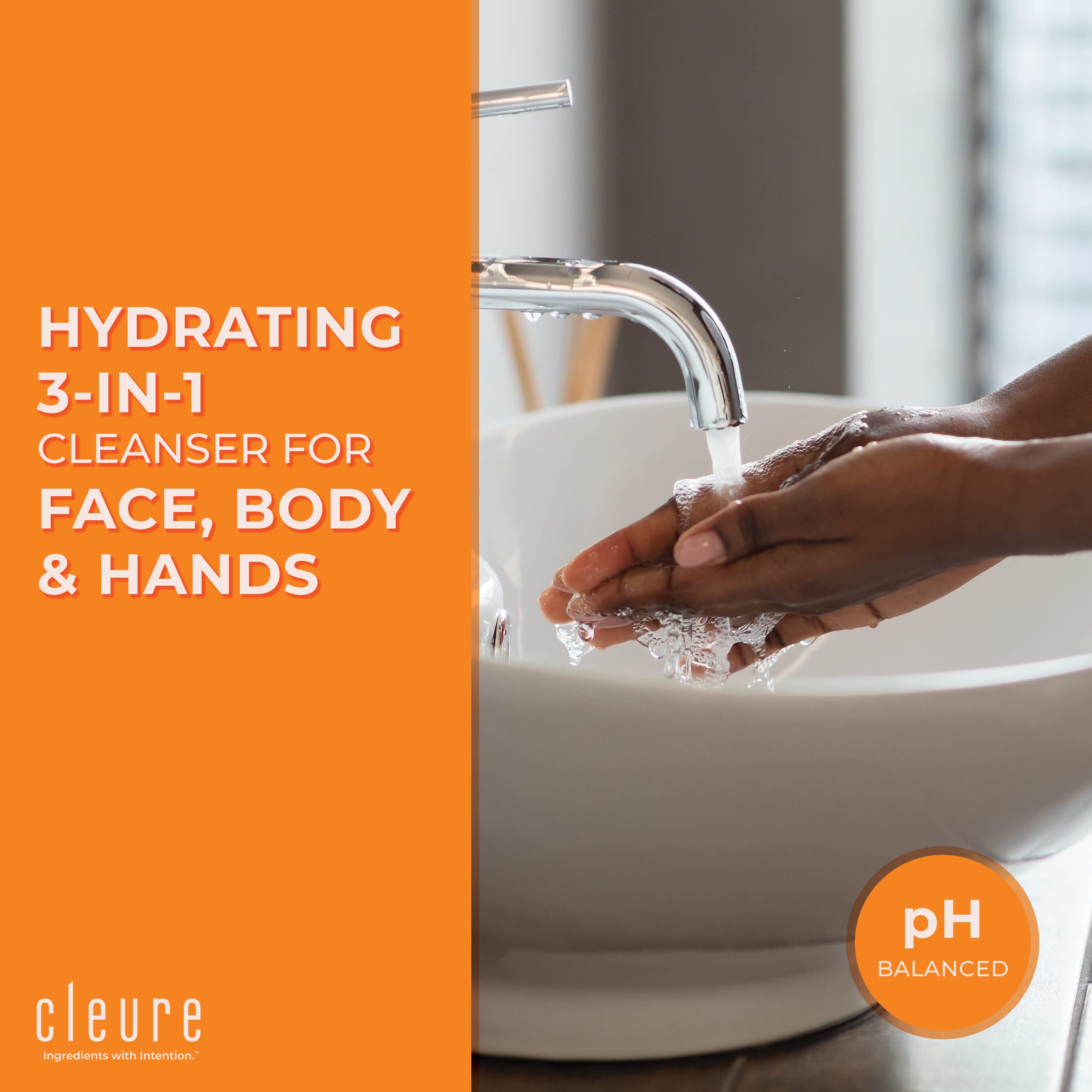 Cleure Face and Body Cleanser - Hypoallergenic, Fragrance-Free Body Wash for Sensitive Skin & Eczema - Paraben & Sulfate Free, P