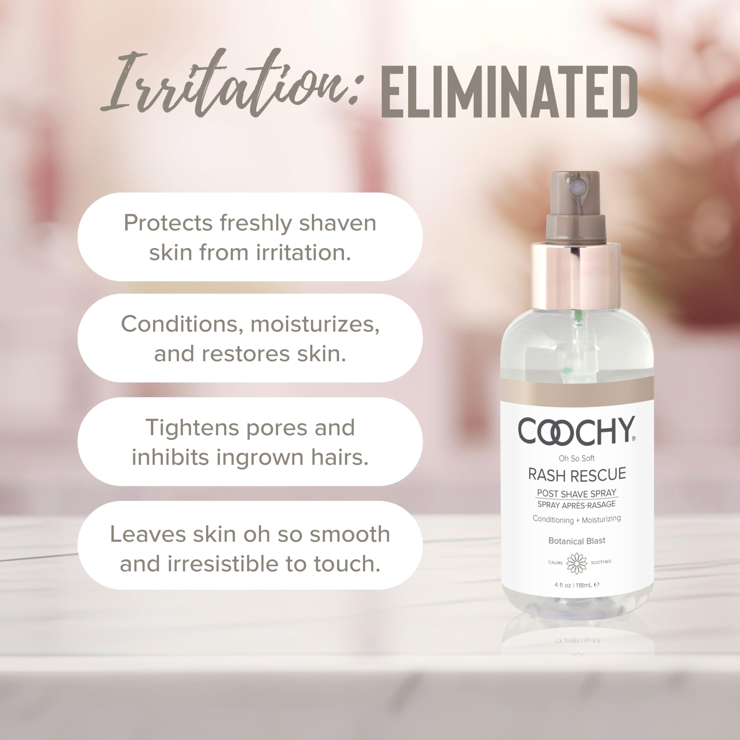 Coochy Rash Rescue Post Shave Spray - Natural Hydrating After Shave Skincare Moisturizer - Ingrown Hair Body Mist - Botanical Bl