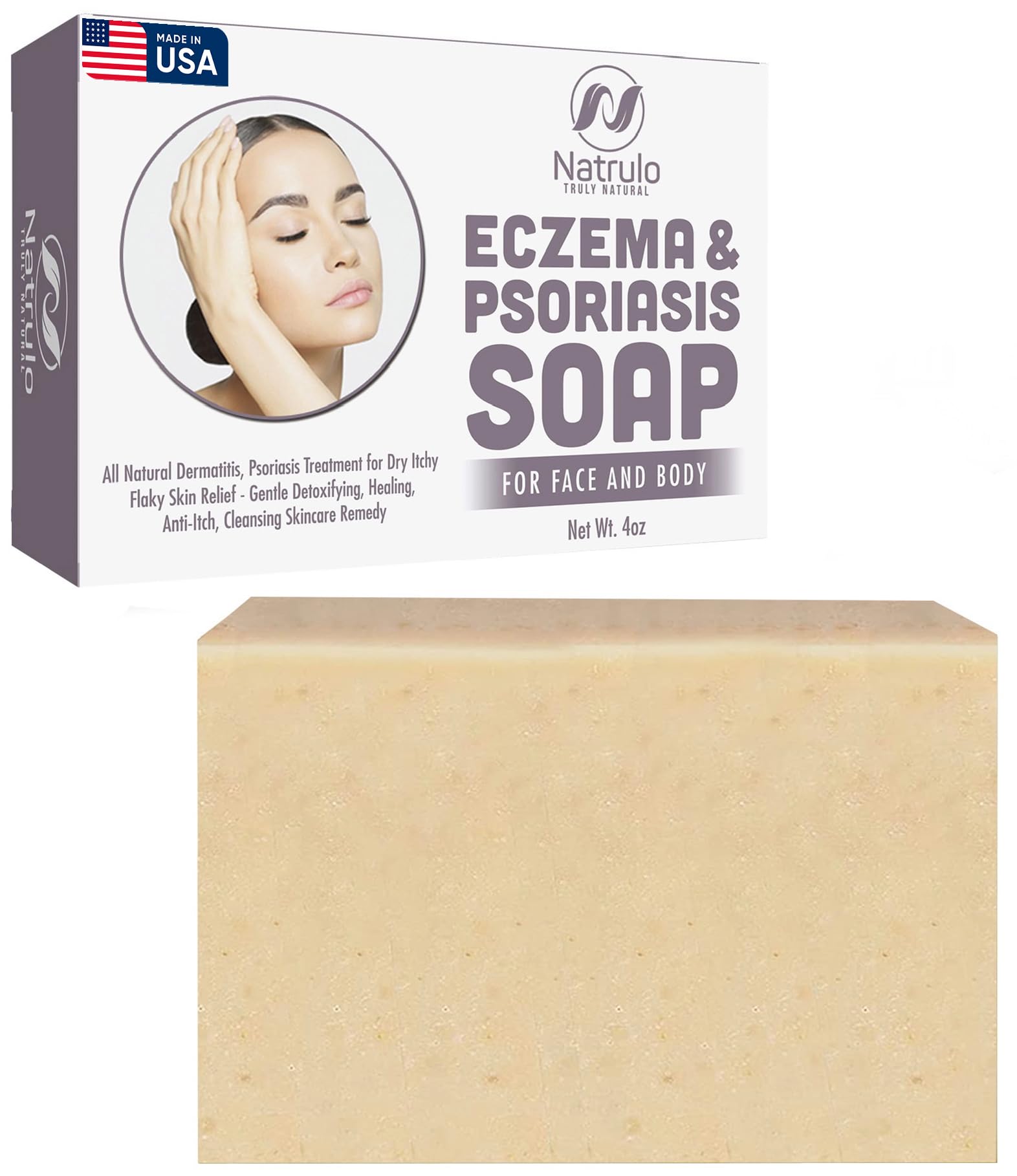 Eczema Soap Bar for Face and Body - All Natural Dermatitis, Psoriasis Treatment for Dry Itchy Flaky Skin Relief - Gentle Detoxif