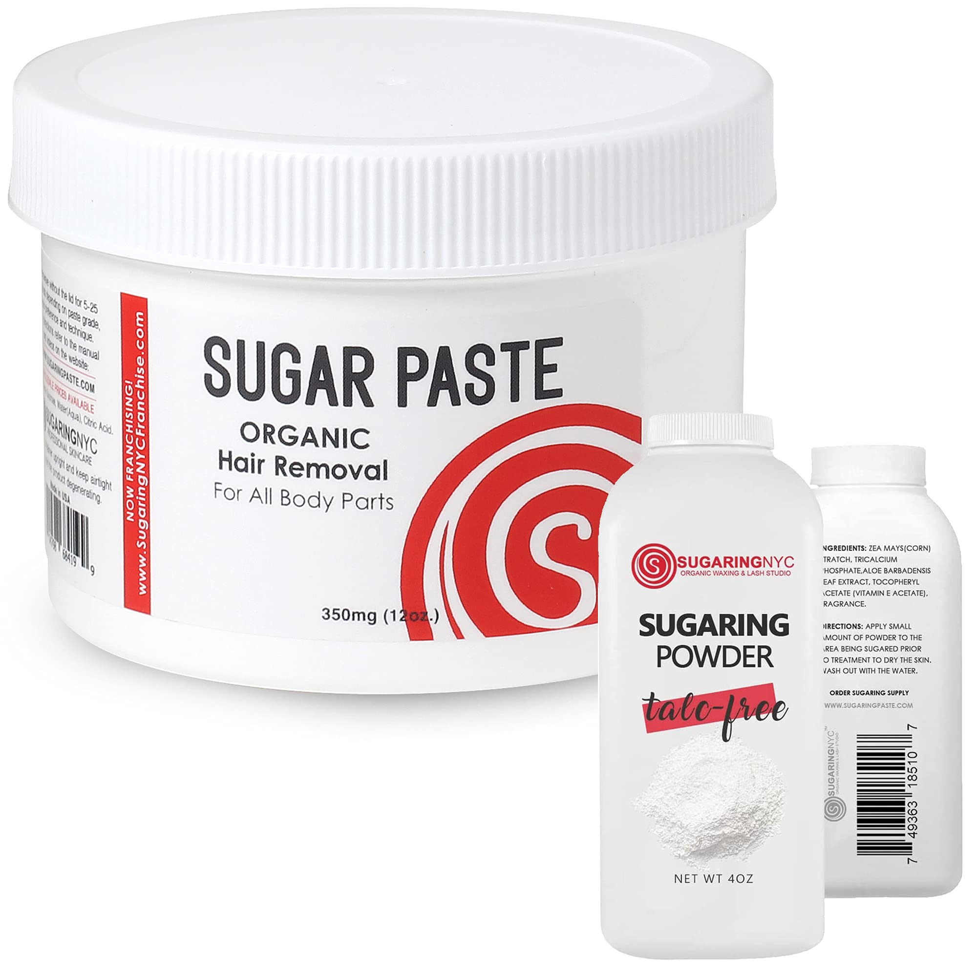 Sugaring Paste For Brazilian Bikini Legs Arms + Talc-Free Powder Travel Size 115G (4Oz)