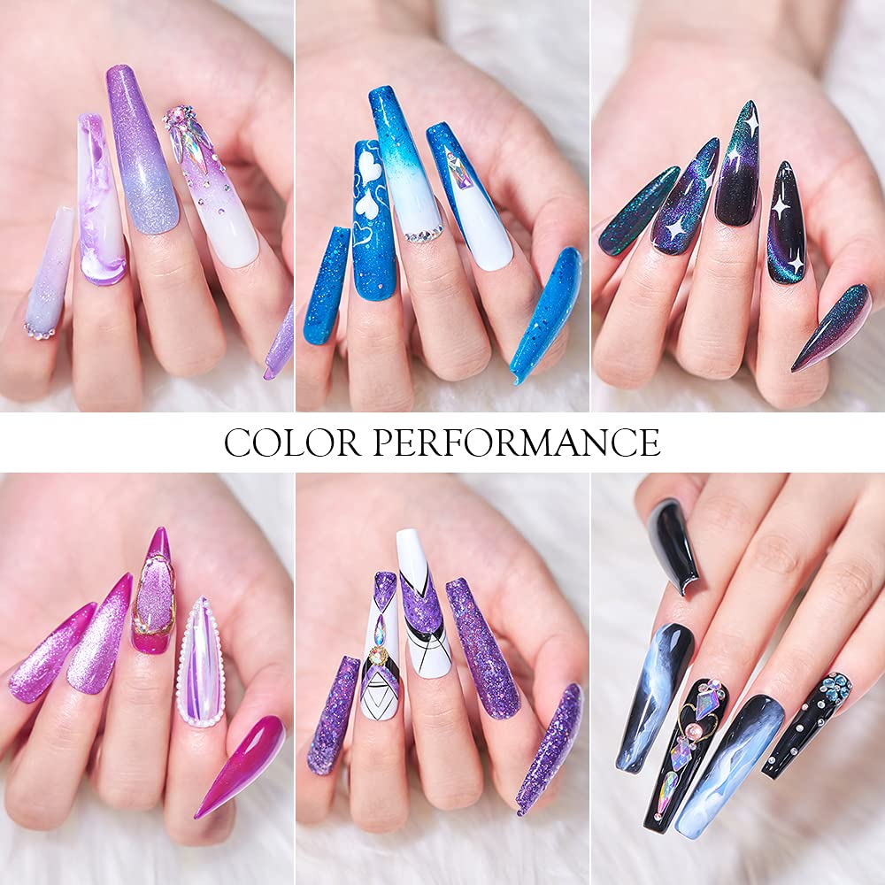 Meet Across Cat Eye Gel Nail Polish Set 6 Colors Collection Color Changing Gel Polish Kit Soak Off Nail Lamp Glitter Gel Phantom