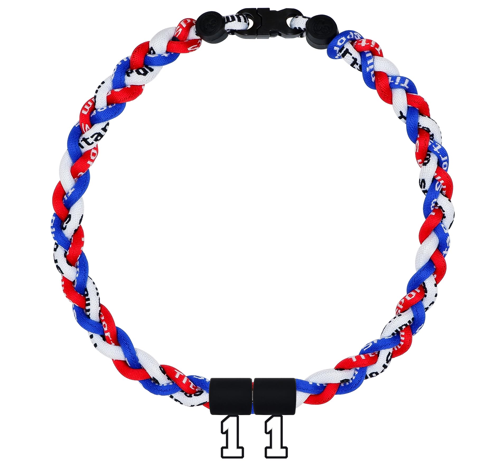 SUPBOMM Baseball Rope Necklaces, League Team Colors Braided Necklace with Number Pendant, Baseball Team Gifts, Red Sox, No. 11